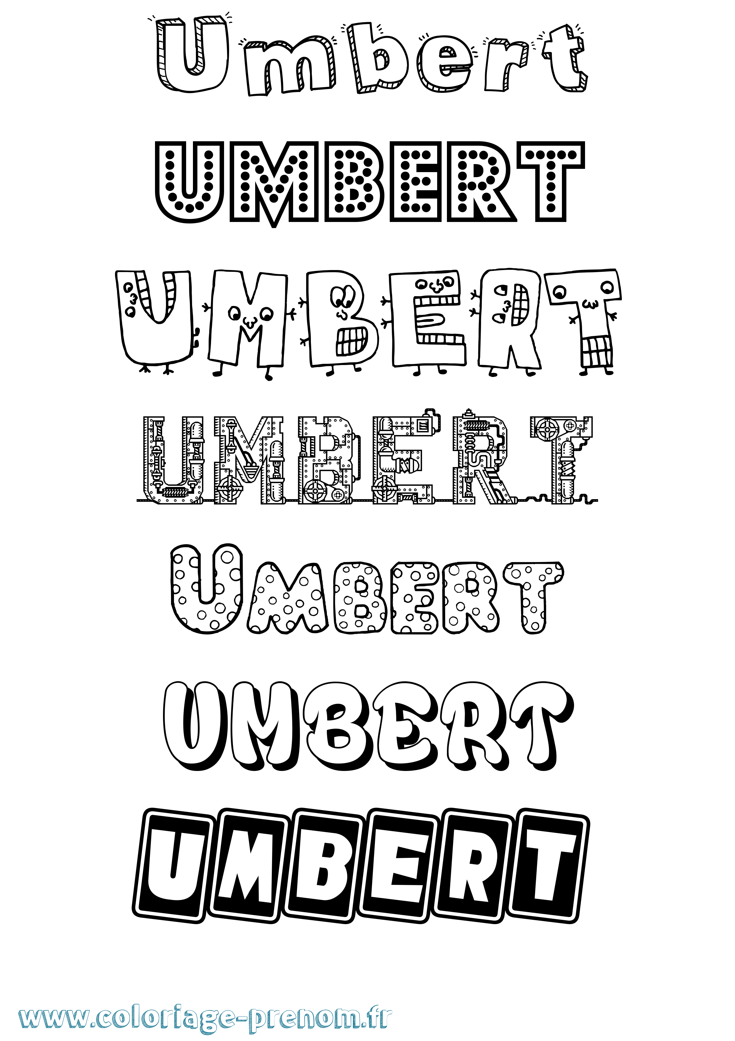 Coloriage Umbert Fun Coloriage prénom Umbert Fun
