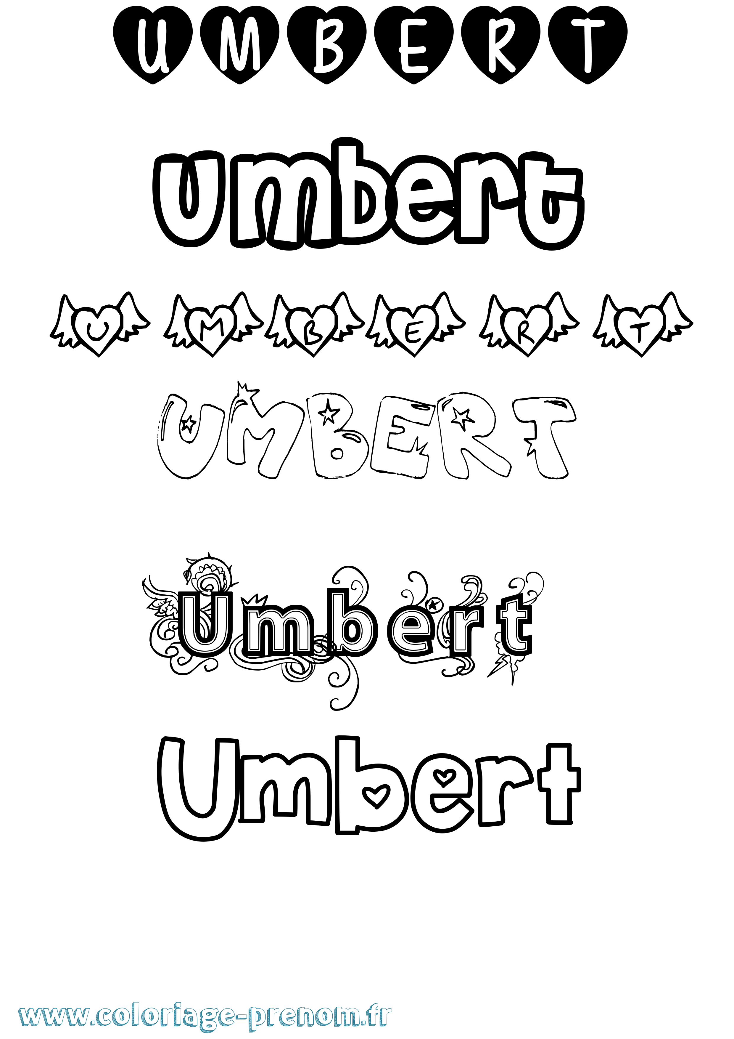 Coloriage Umbert Girly Coloriage prénom Umbert Girly