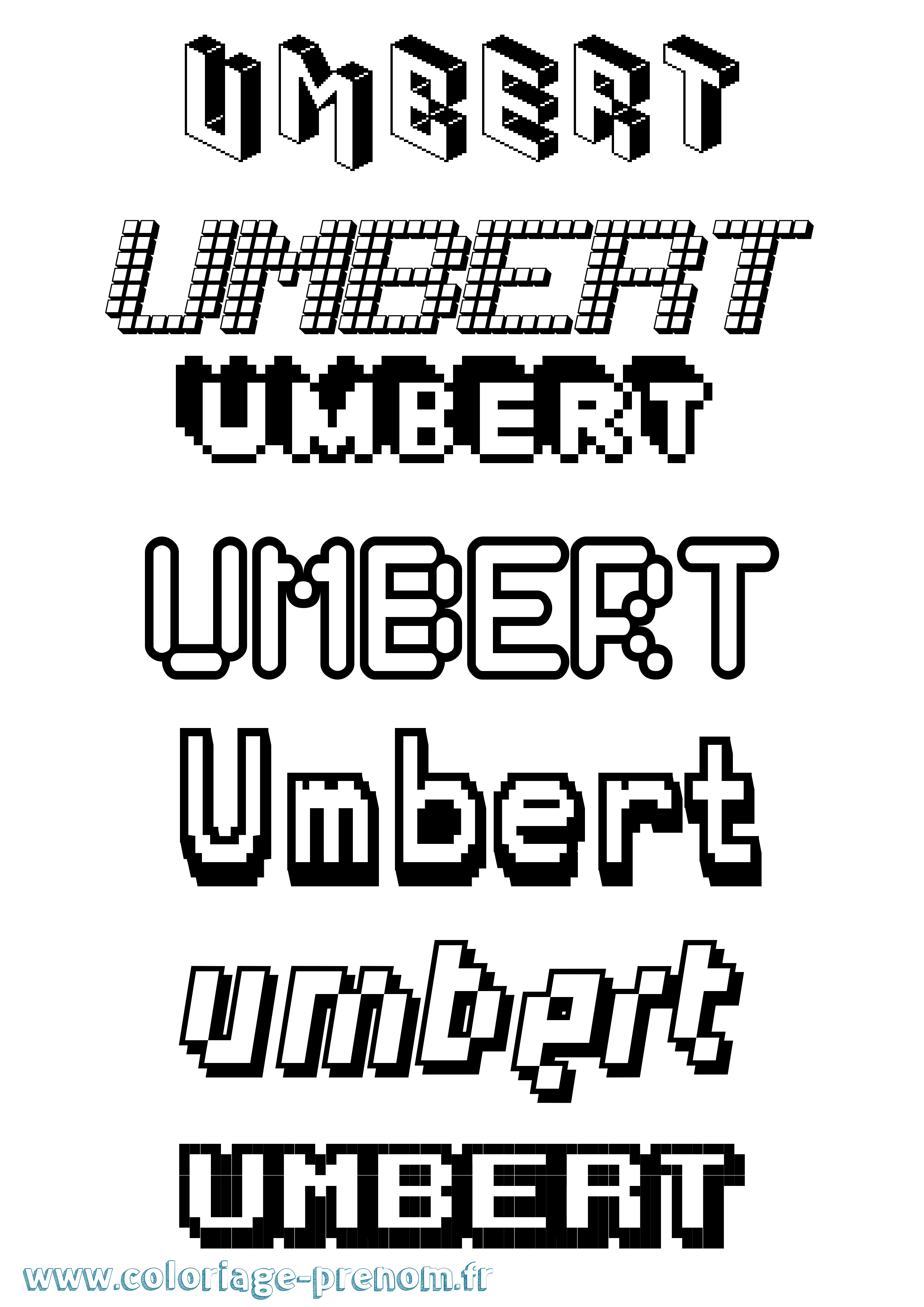 Coloriage Umbert Pixel Coloriage prénom Umbert Pixel