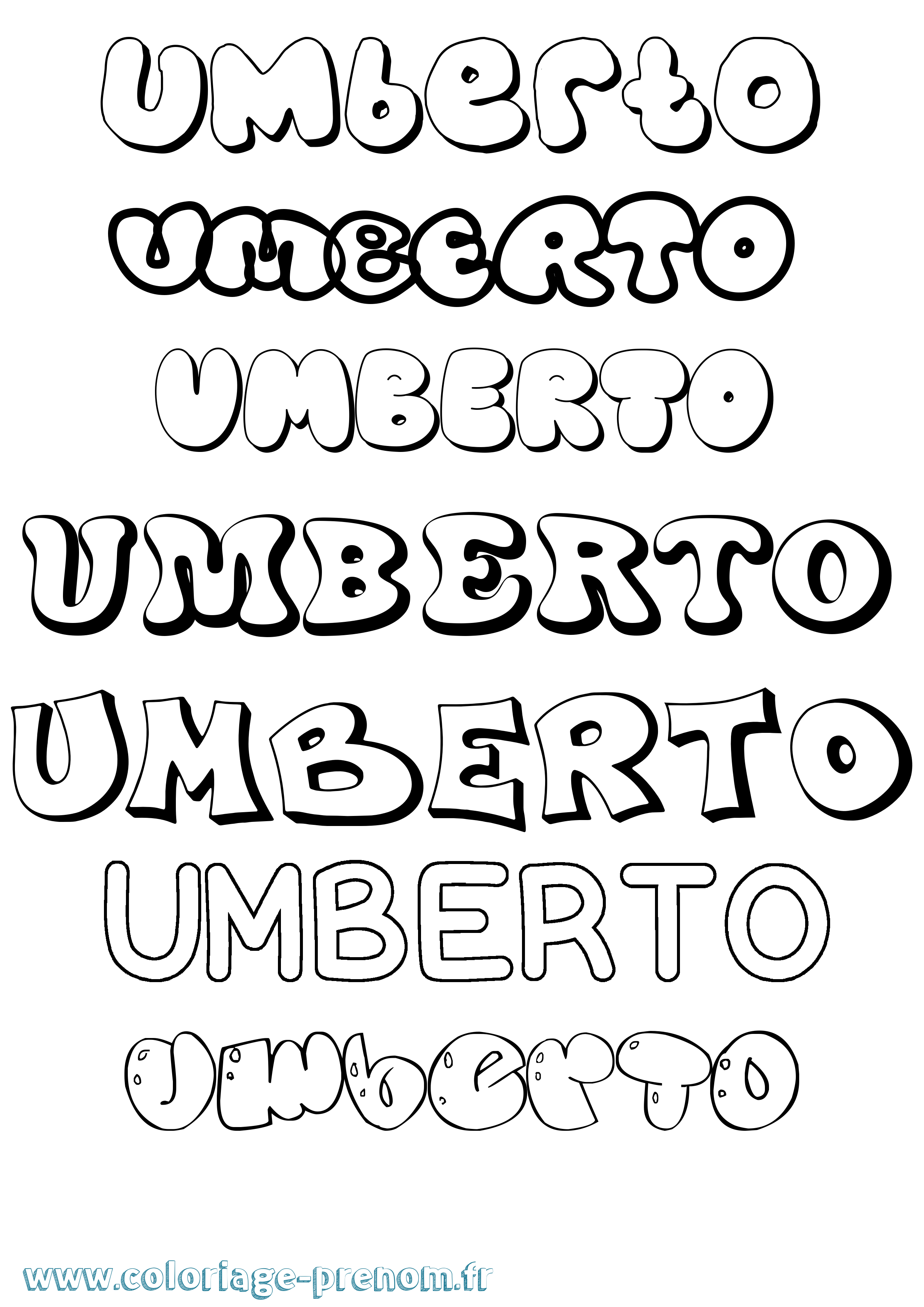 Coloriage prénom Umberto Bubble