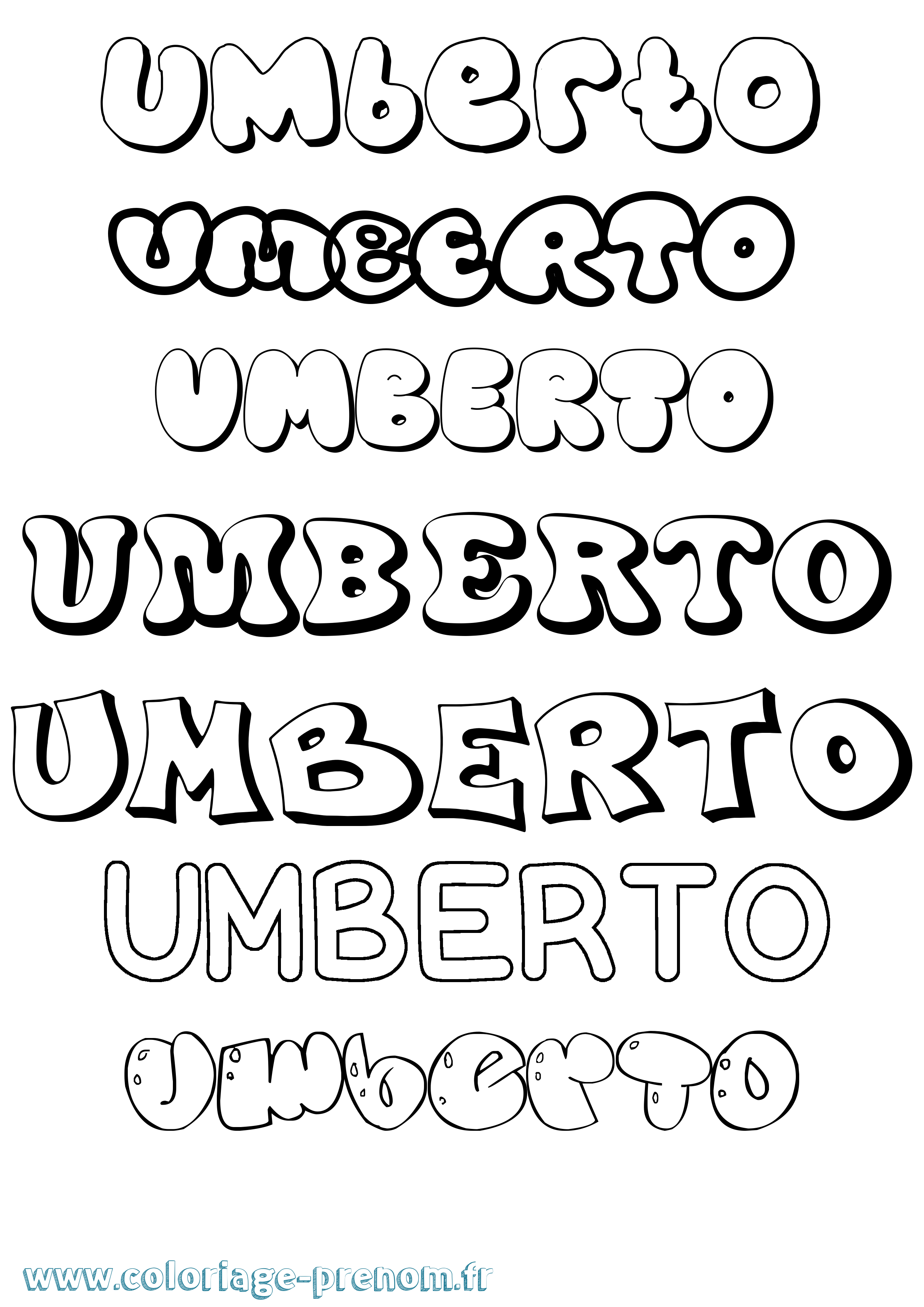 Coloriage Umberto Bubble Coloriage prénom Umberto Bubble