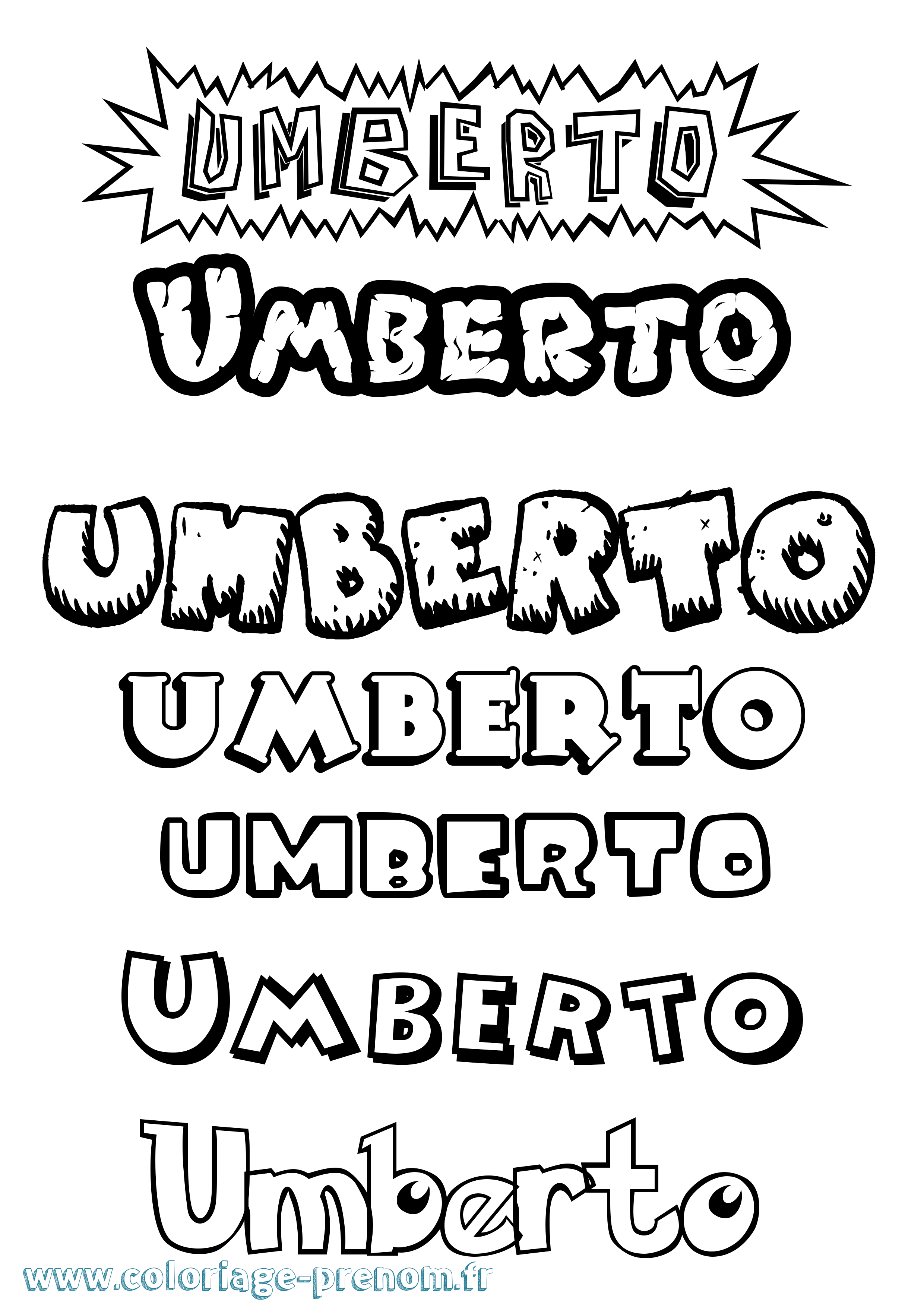 Coloriage Umberto Dessin Animé Coloriage prénom Umberto Dessin Animé
