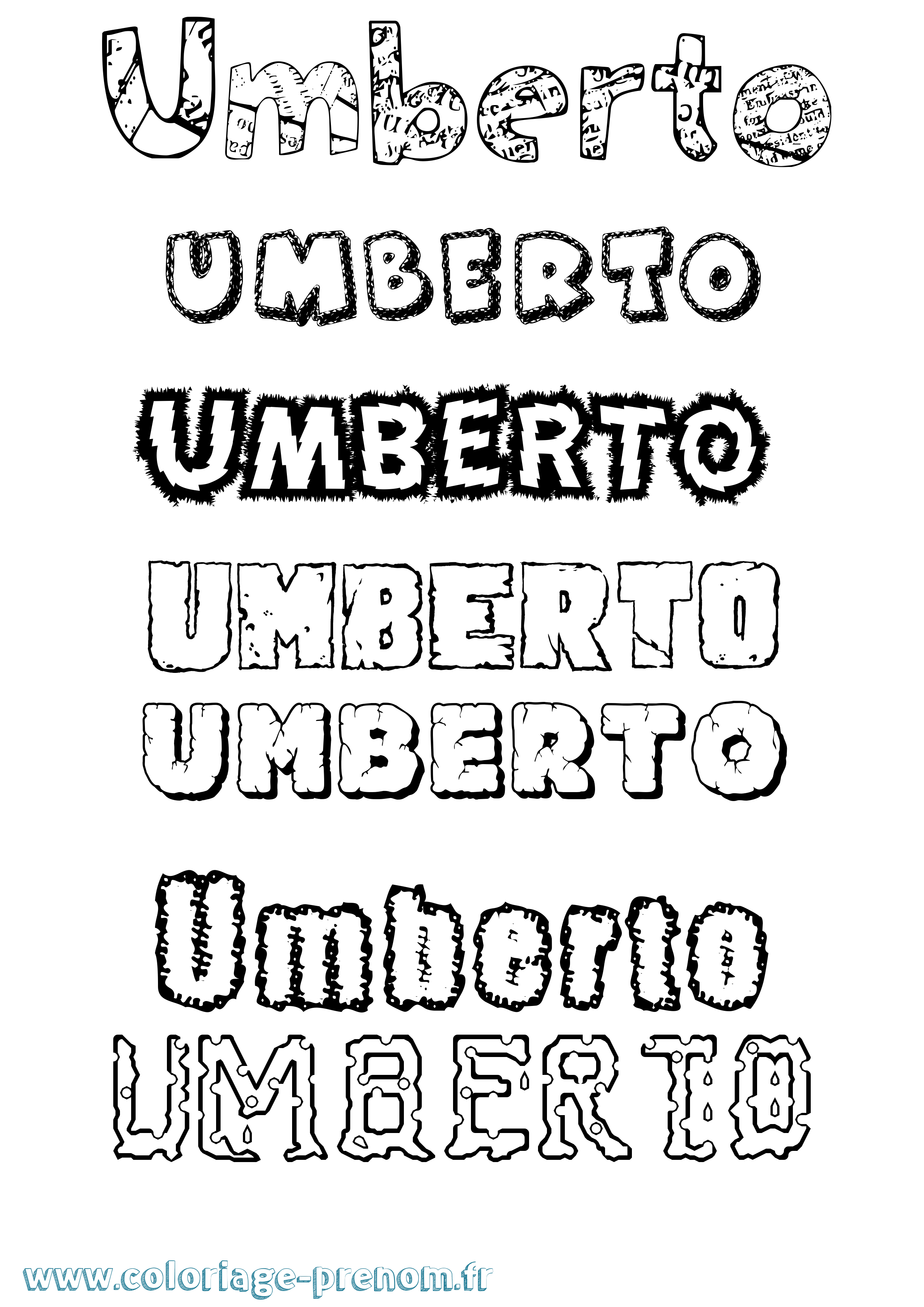 Coloriage Umberto Destructuré Coloriage prénom Umberto Destructuré