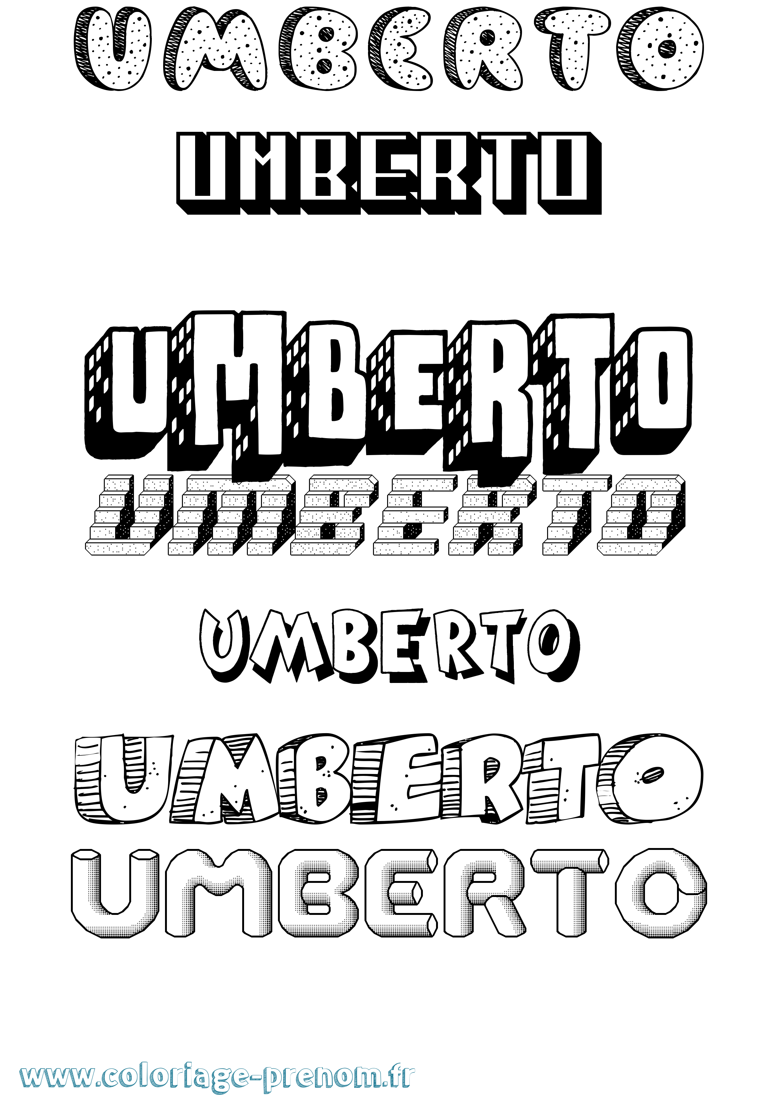 Coloriage Umberto Effet 3D Coloriage prénom Umberto Effet 3D