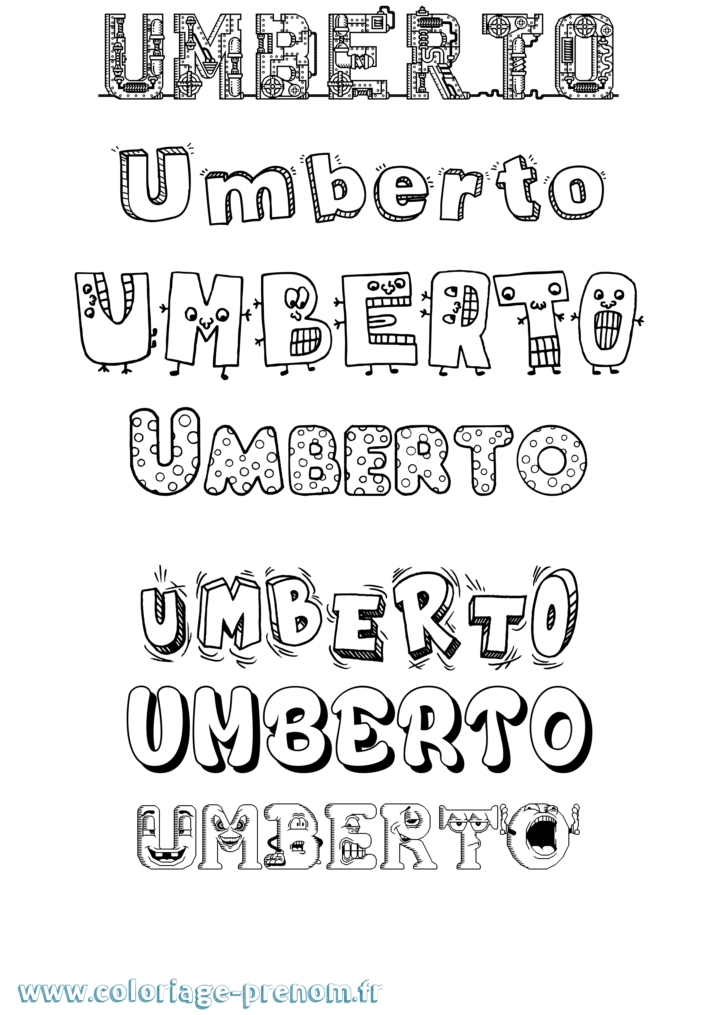 Coloriage Umberto Fun Coloriage prénom Umberto Fun