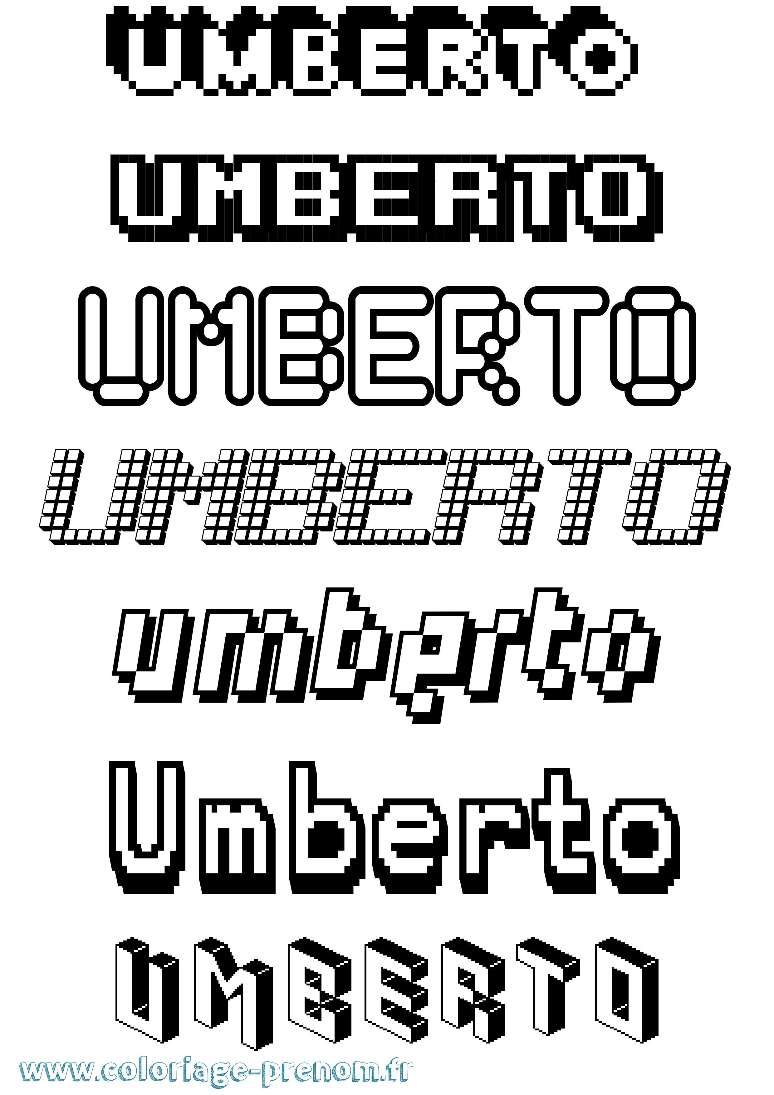 Coloriage prénom Umberto Pixel