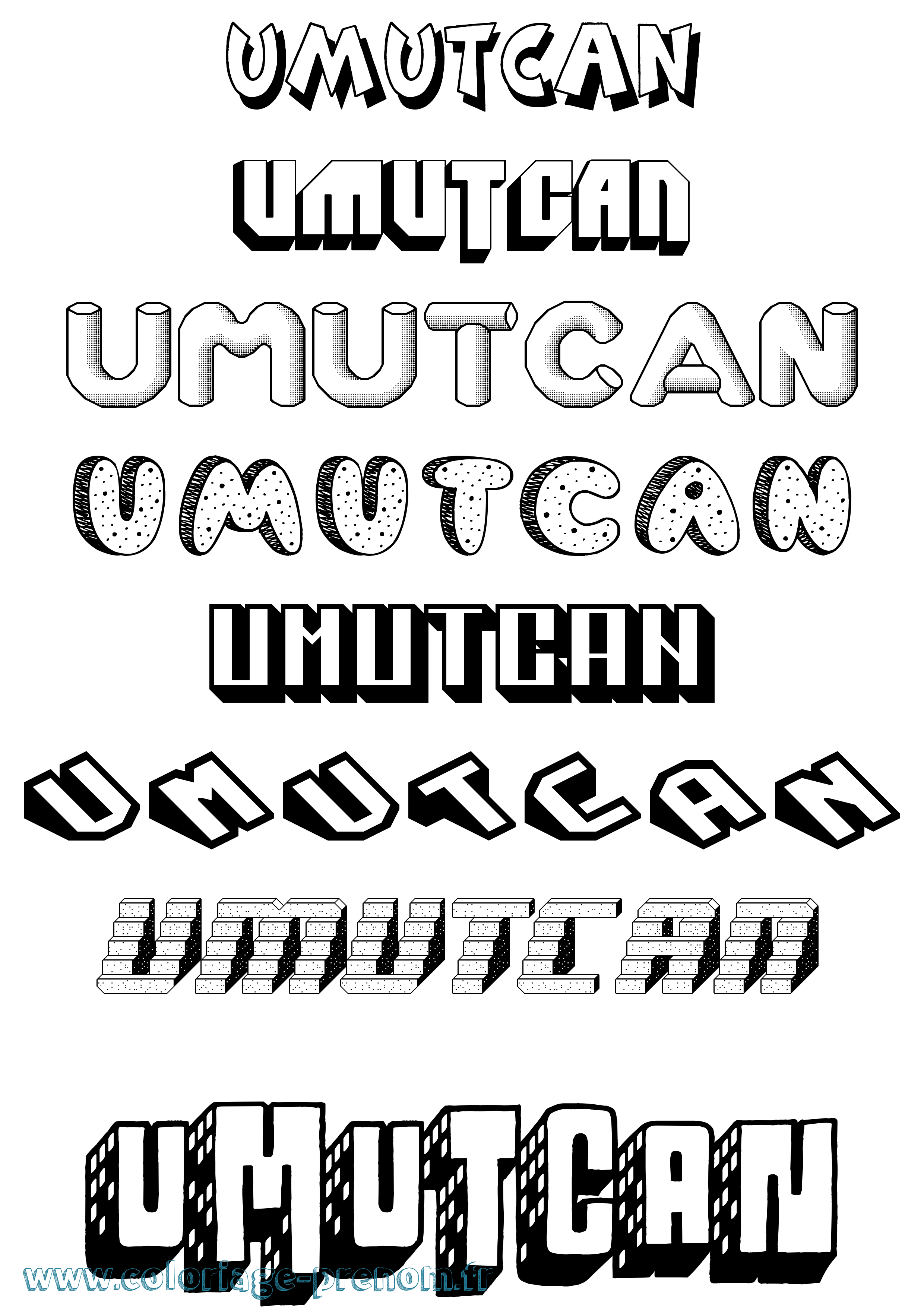 Coloriage Umutcan Effet 3D Coloriage prénom Umutcan Effet 3D