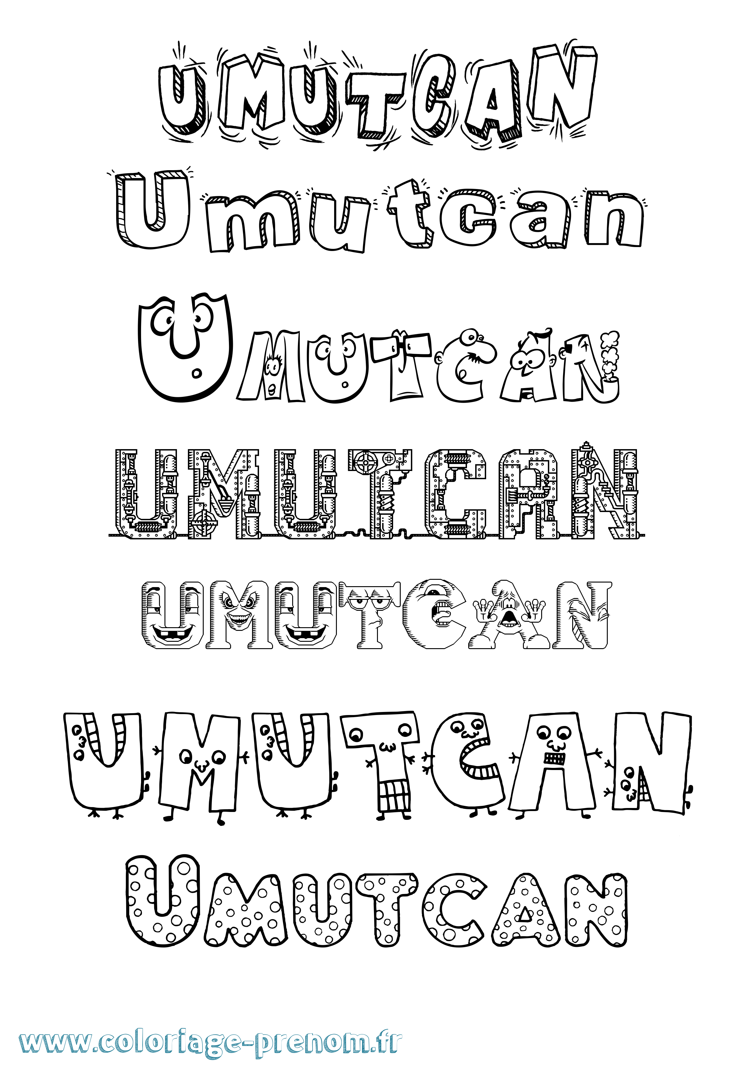 Coloriage Umutcan Fun Coloriage prénom Umutcan Fun