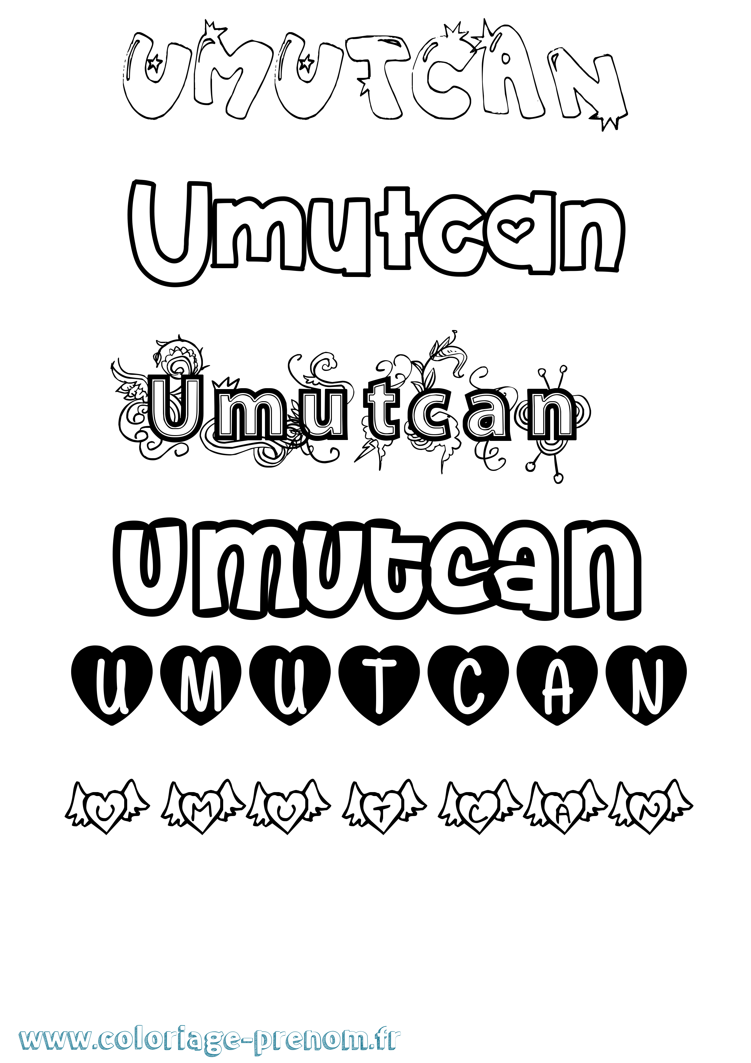 Coloriage Umutcan Girly Coloriage prénom Umutcan Girly