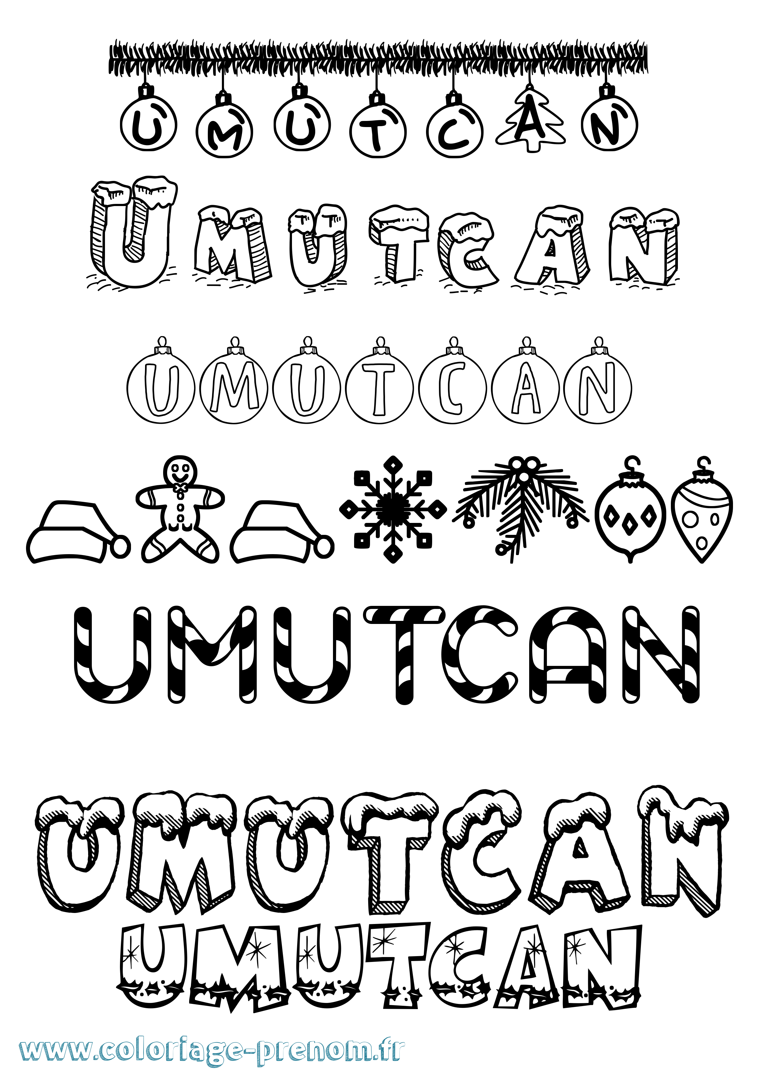 Coloriage Umutcan Noël Coloriage prénom Umutcan Noël