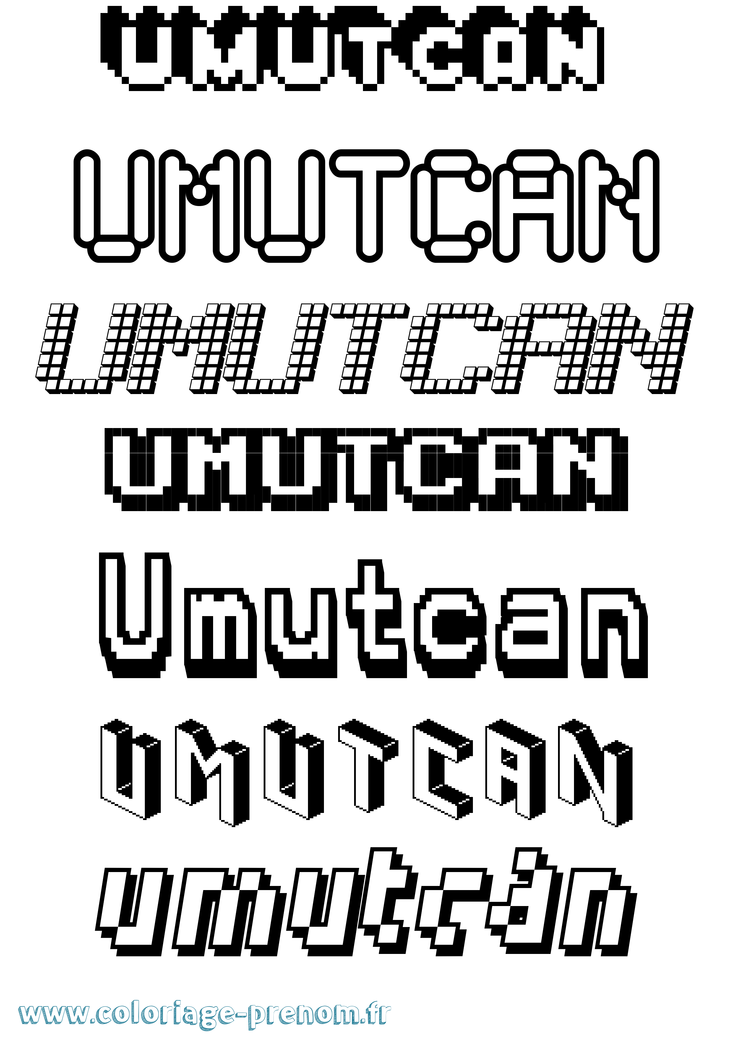 Coloriage Umutcan Pixel Coloriage prénom Umutcan Pixel