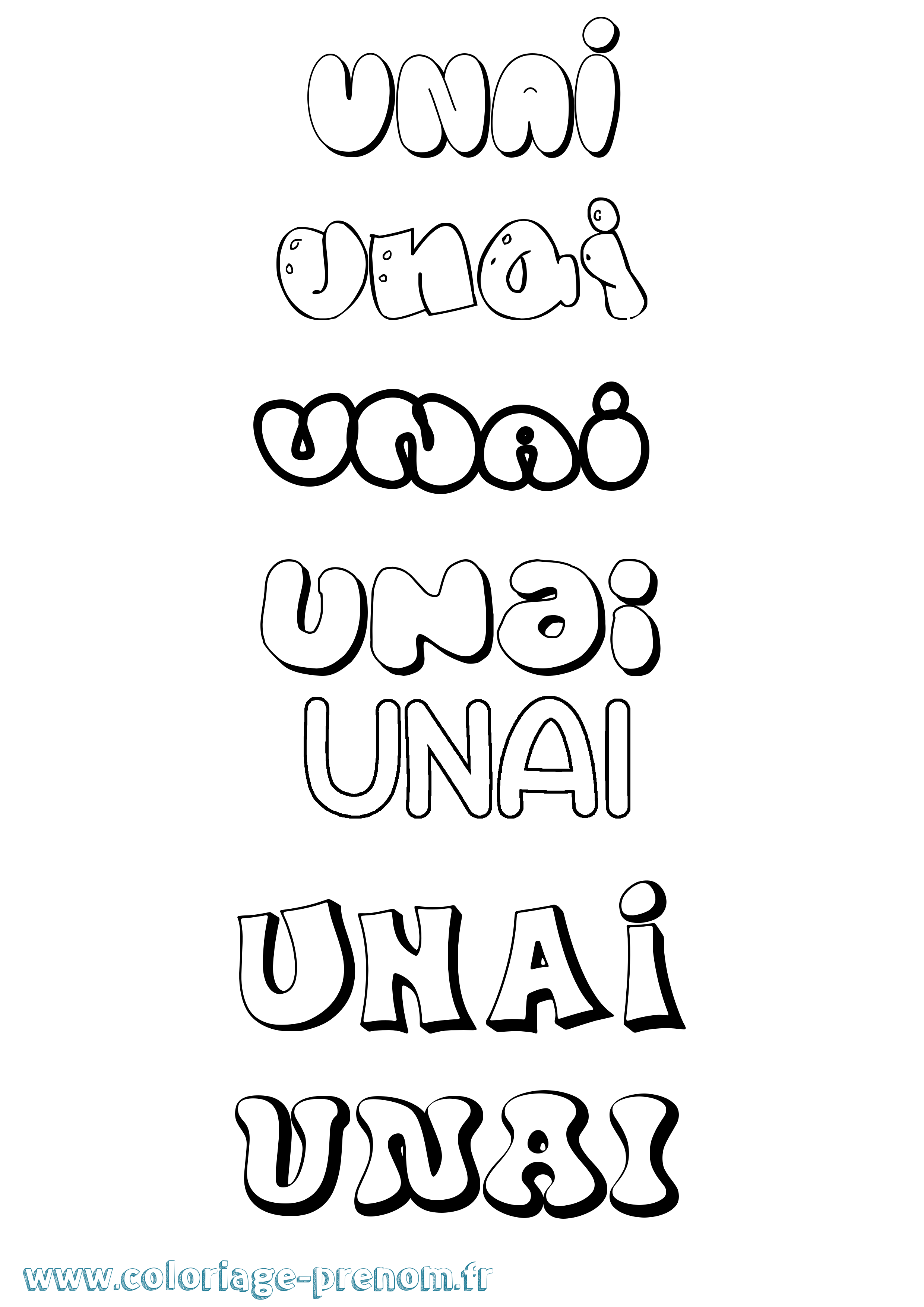 Coloriage Unai Bubble Coloriage prénom Unai Bubble