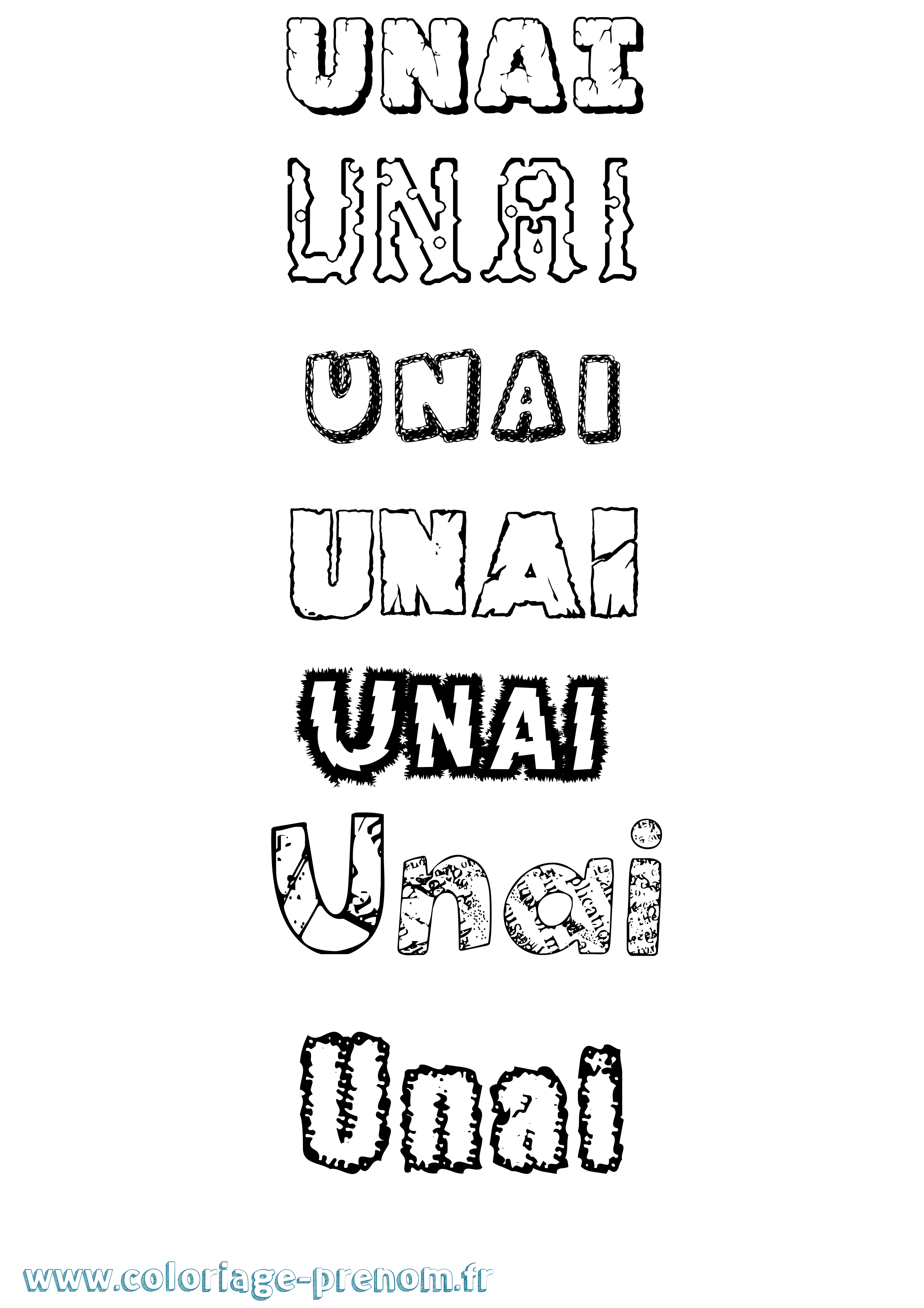 Coloriage Unai Destructuré Coloriage prénom Unai Destructuré