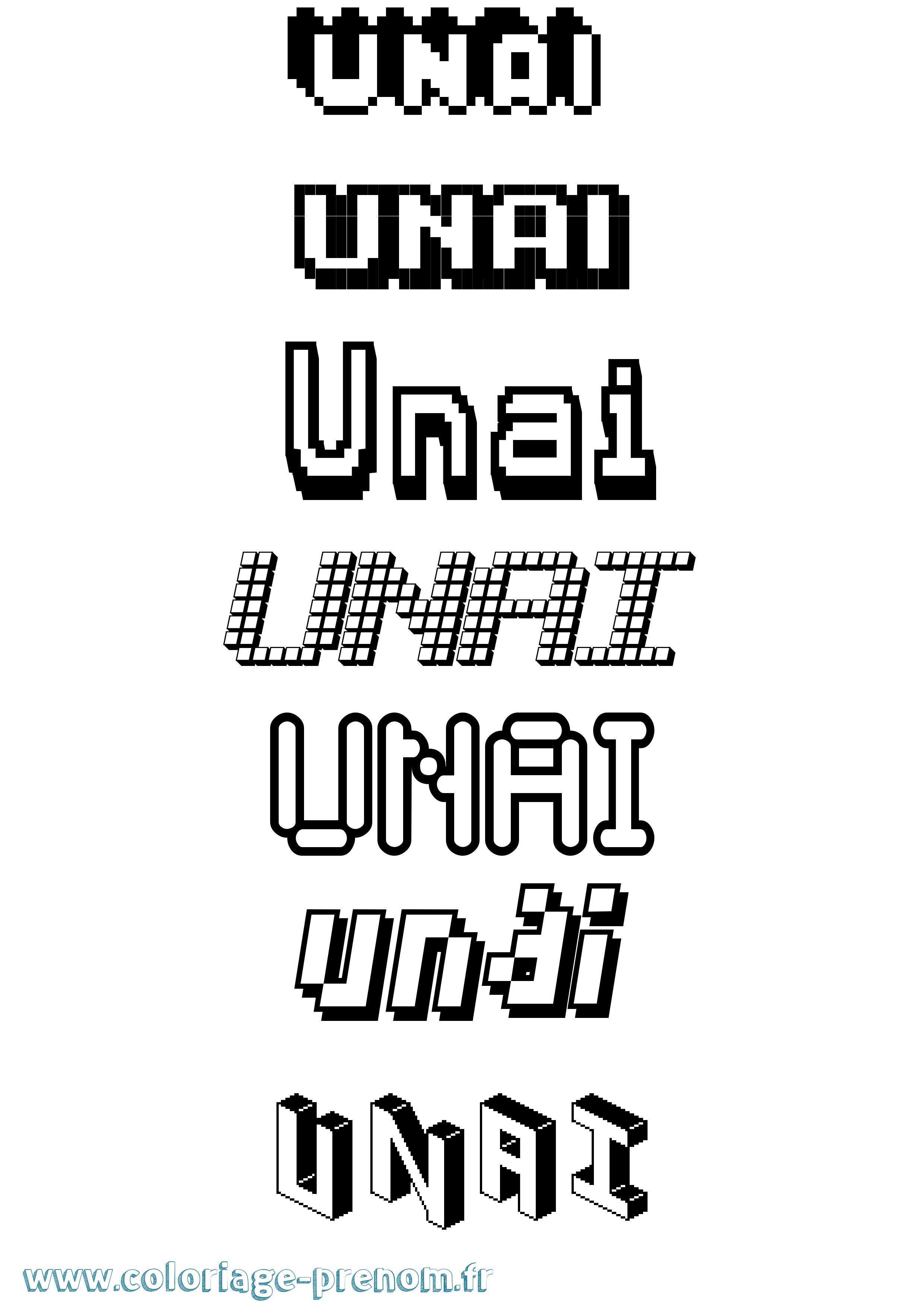 Coloriage Unai Pixel Coloriage prénom Unai Pixel