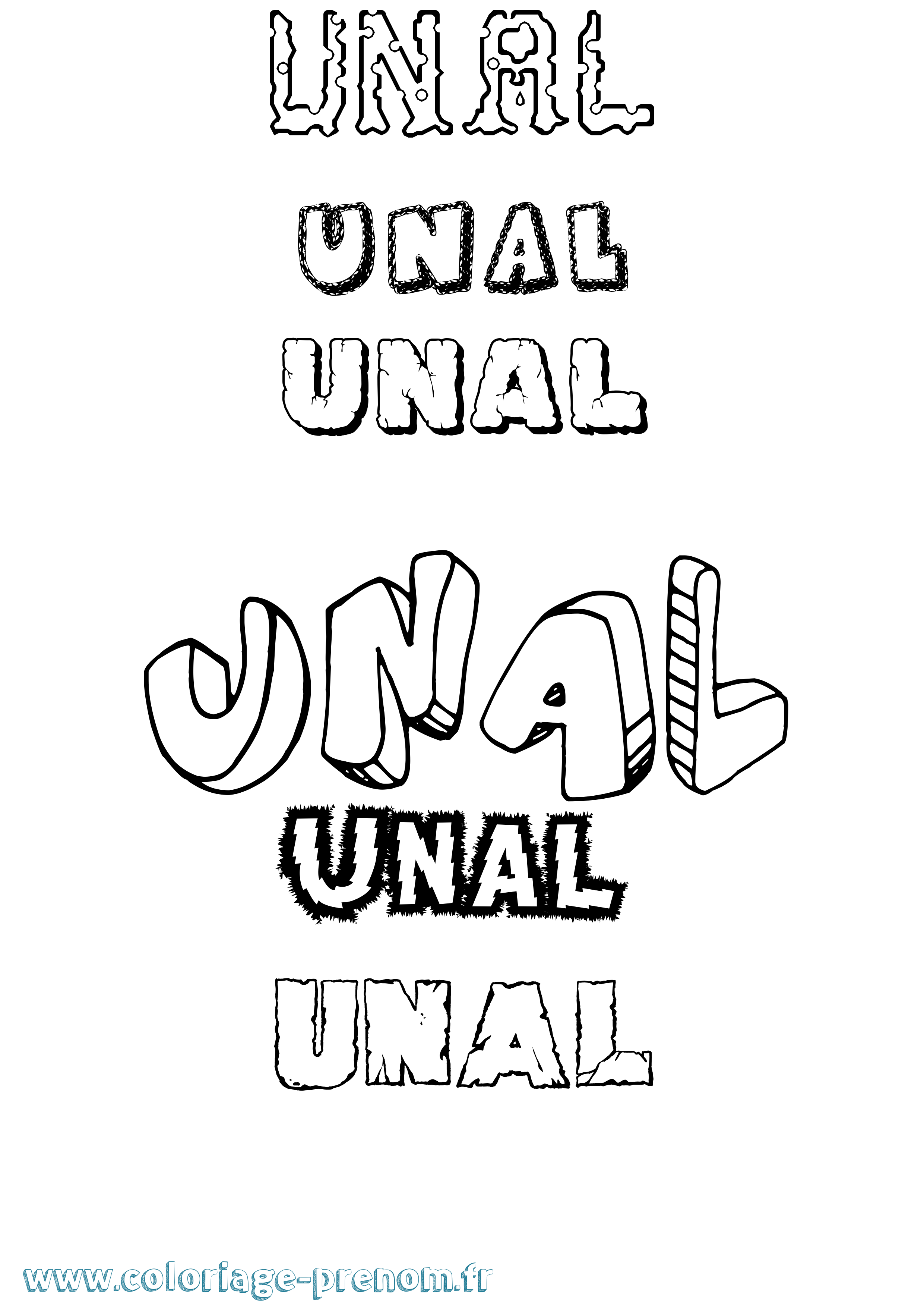 Coloriage Unal Destructuré Coloriage prénom Unal Destructuré