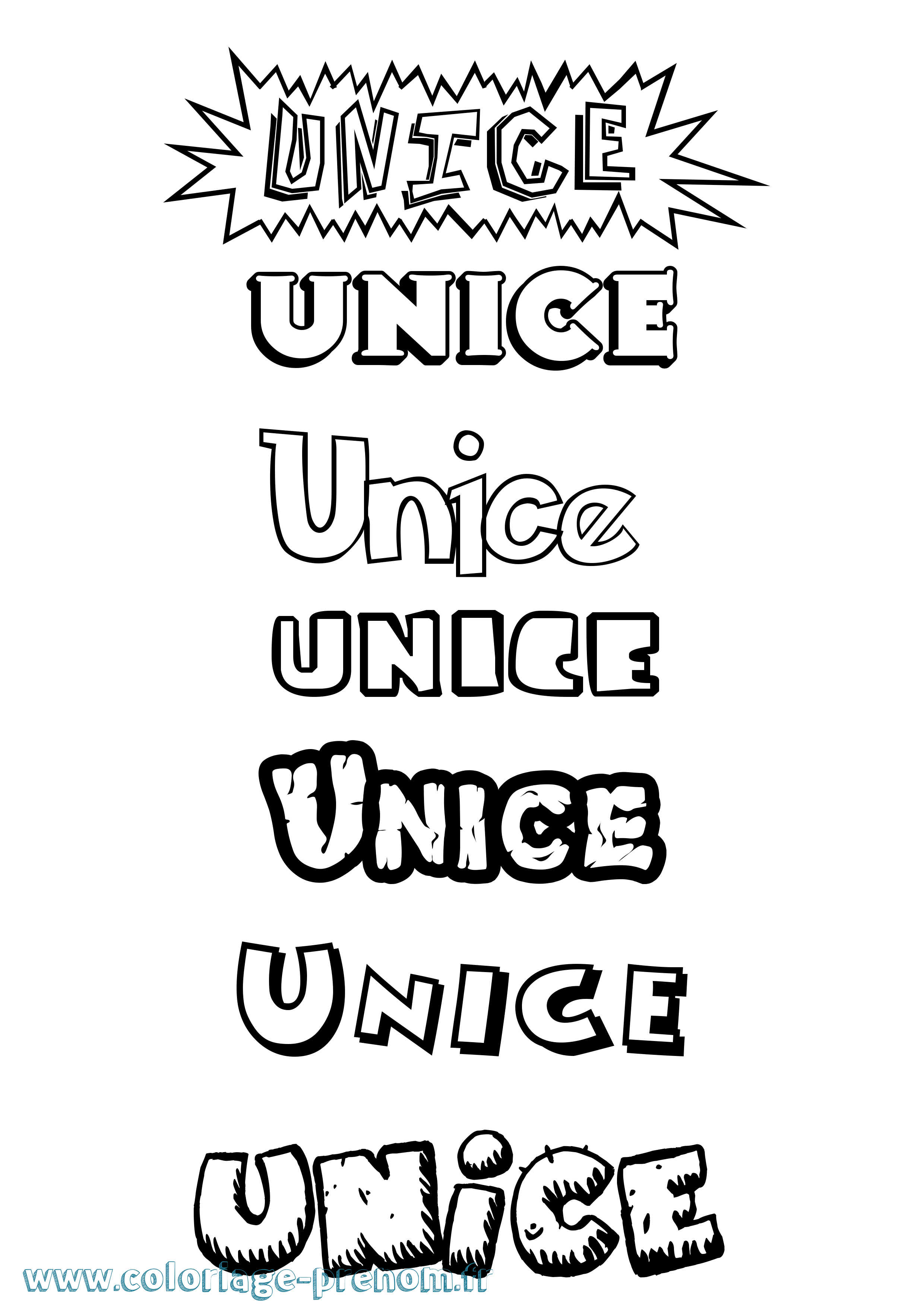Coloriage Unice Dessin Animé Coloriage prénom Unice Dessin Animé