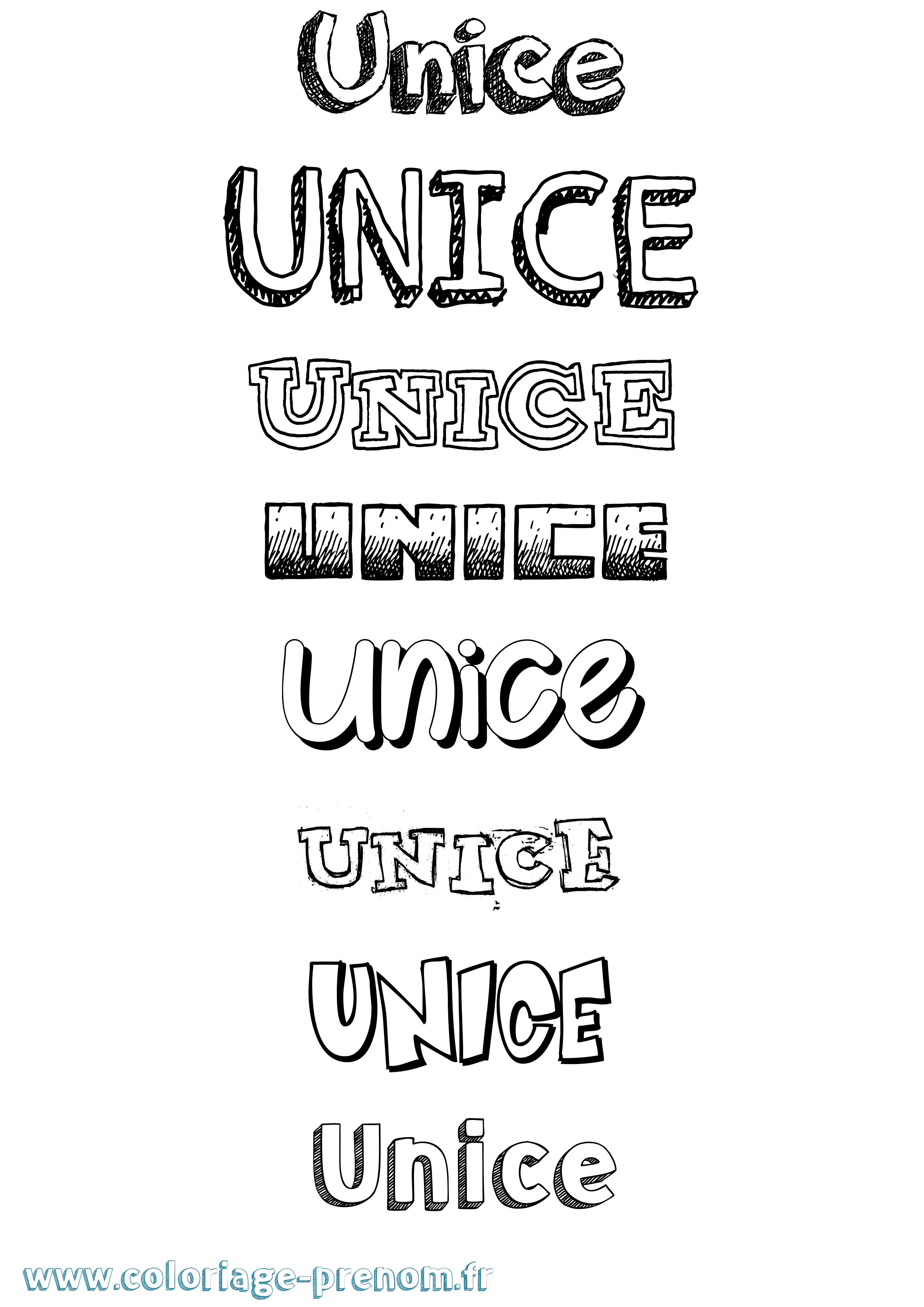 Coloriage Unice Dessiné Coloriage prénom Unice Dessiné