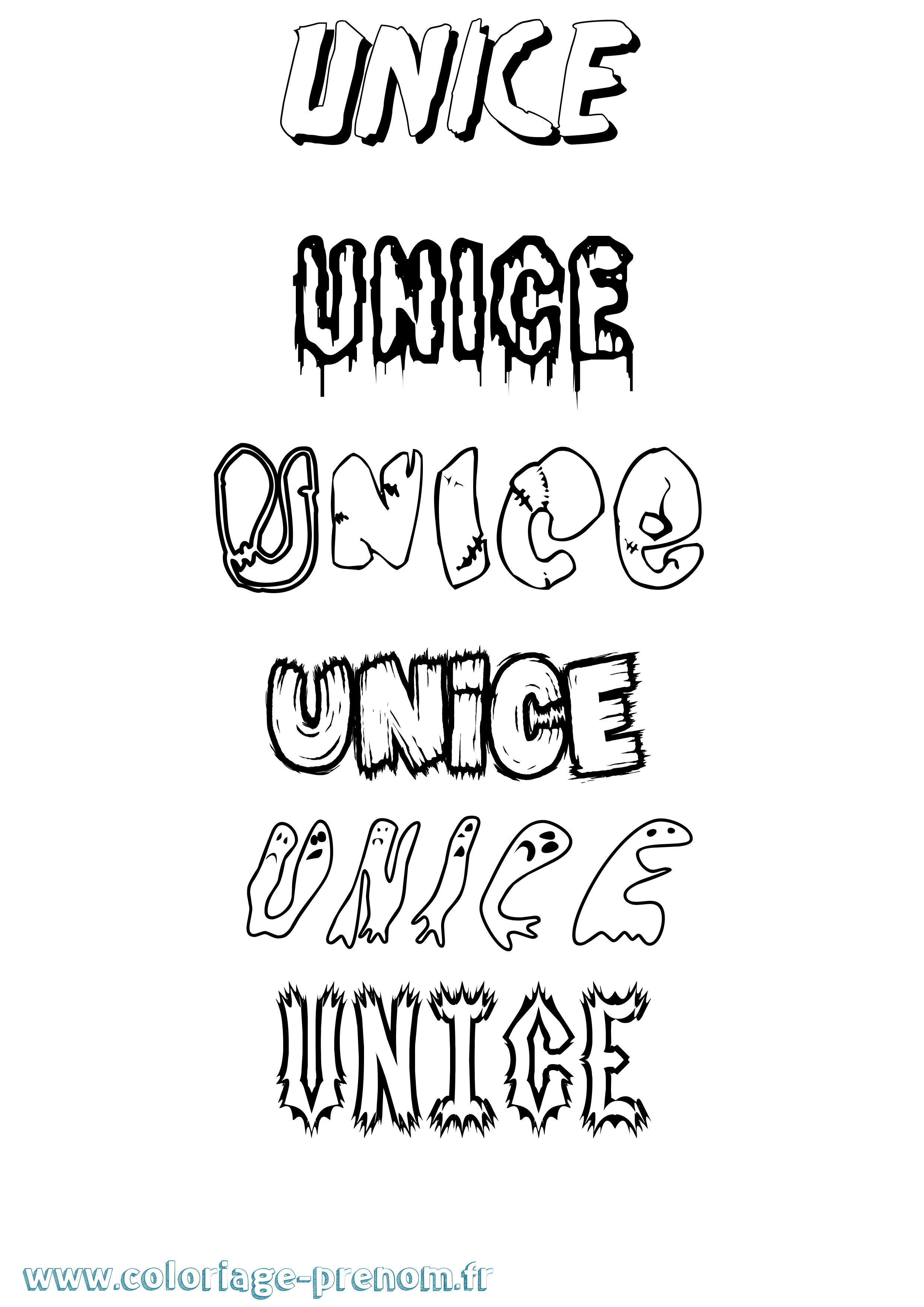 Coloriage Unice Frisson Coloriage prénom Unice Frisson