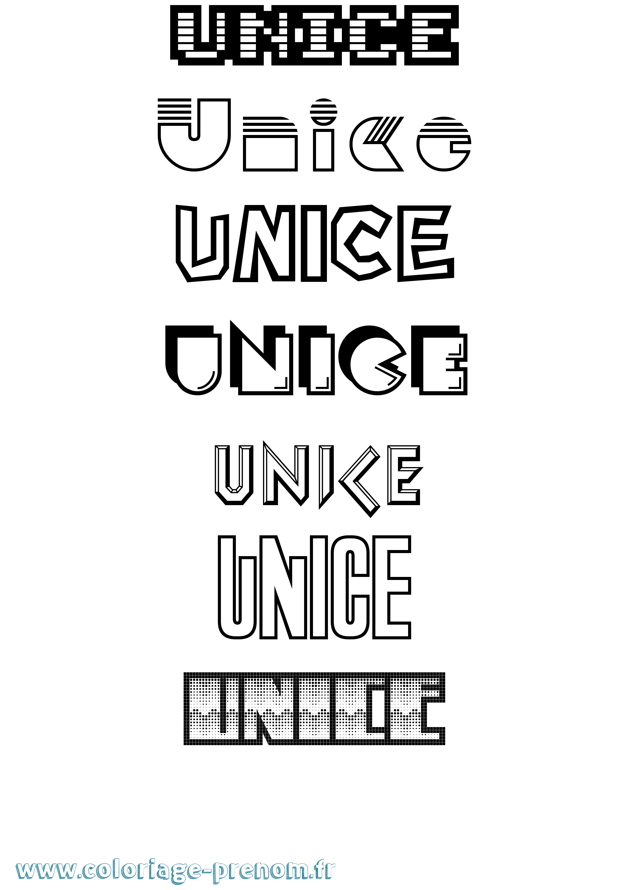 Coloriage Unice Jeux Vidéos Coloriage prénom Unice Jeux Vidéos