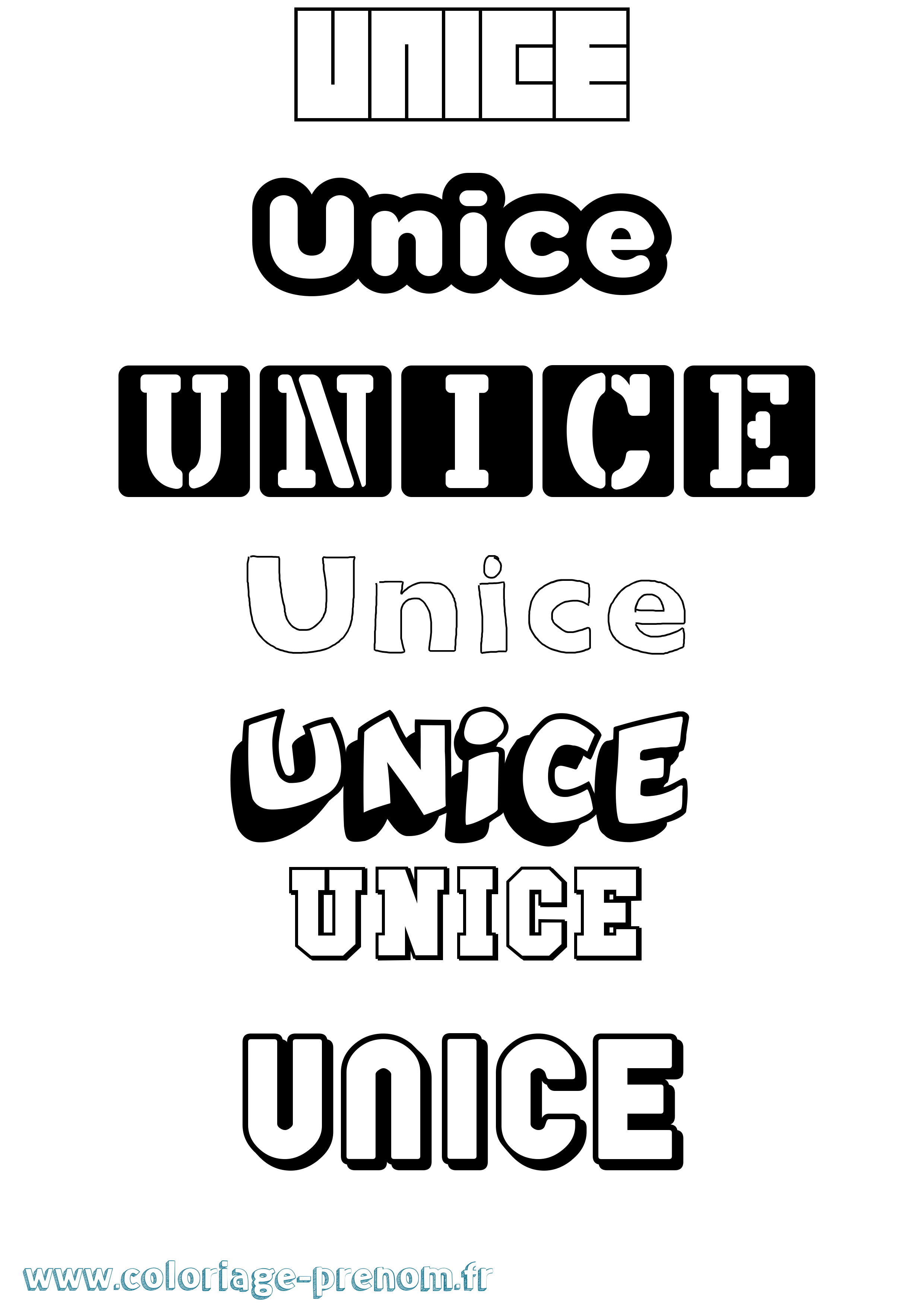 Coloriage prénom Unice Simple