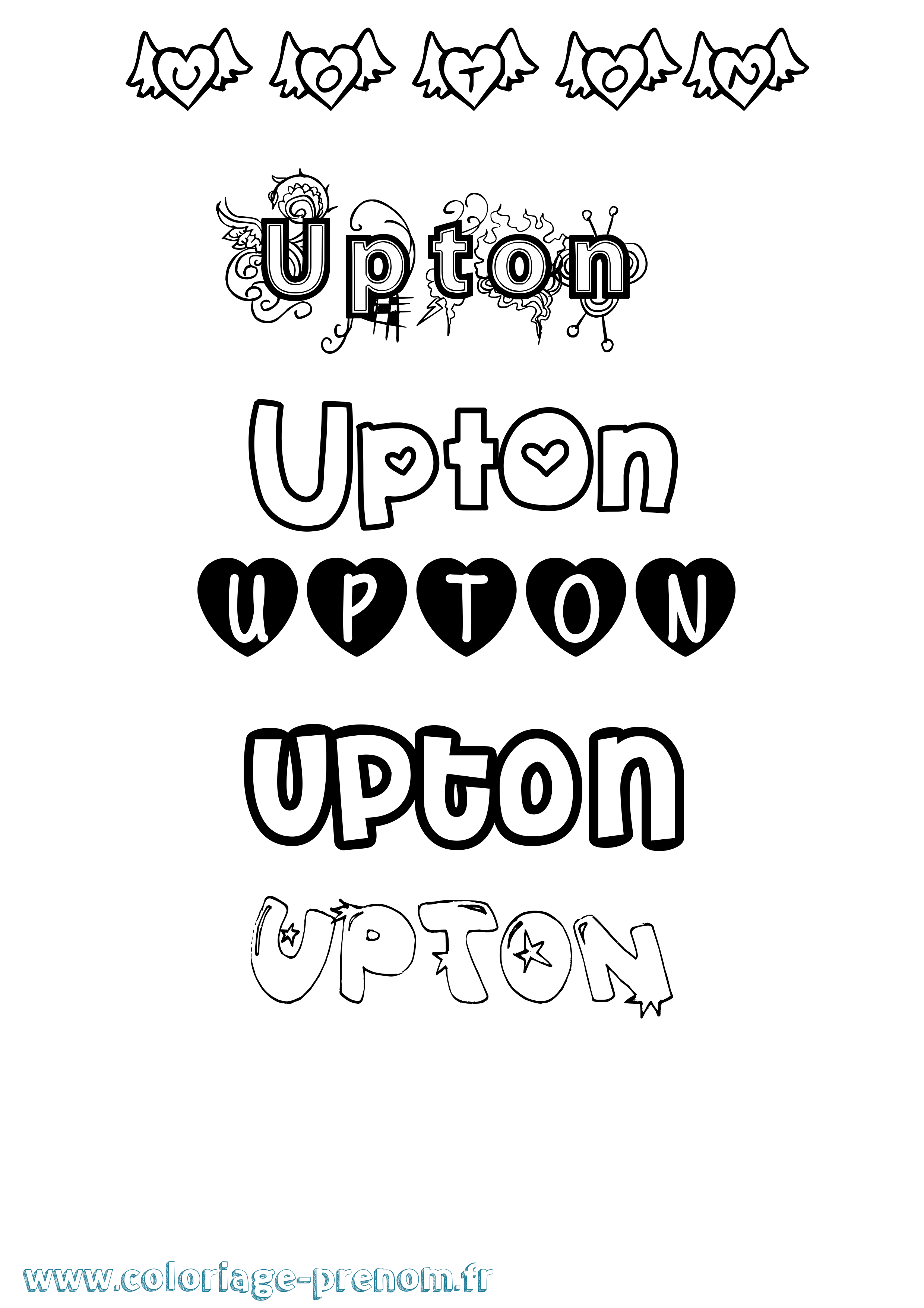 Coloriage prénom Upton Girly