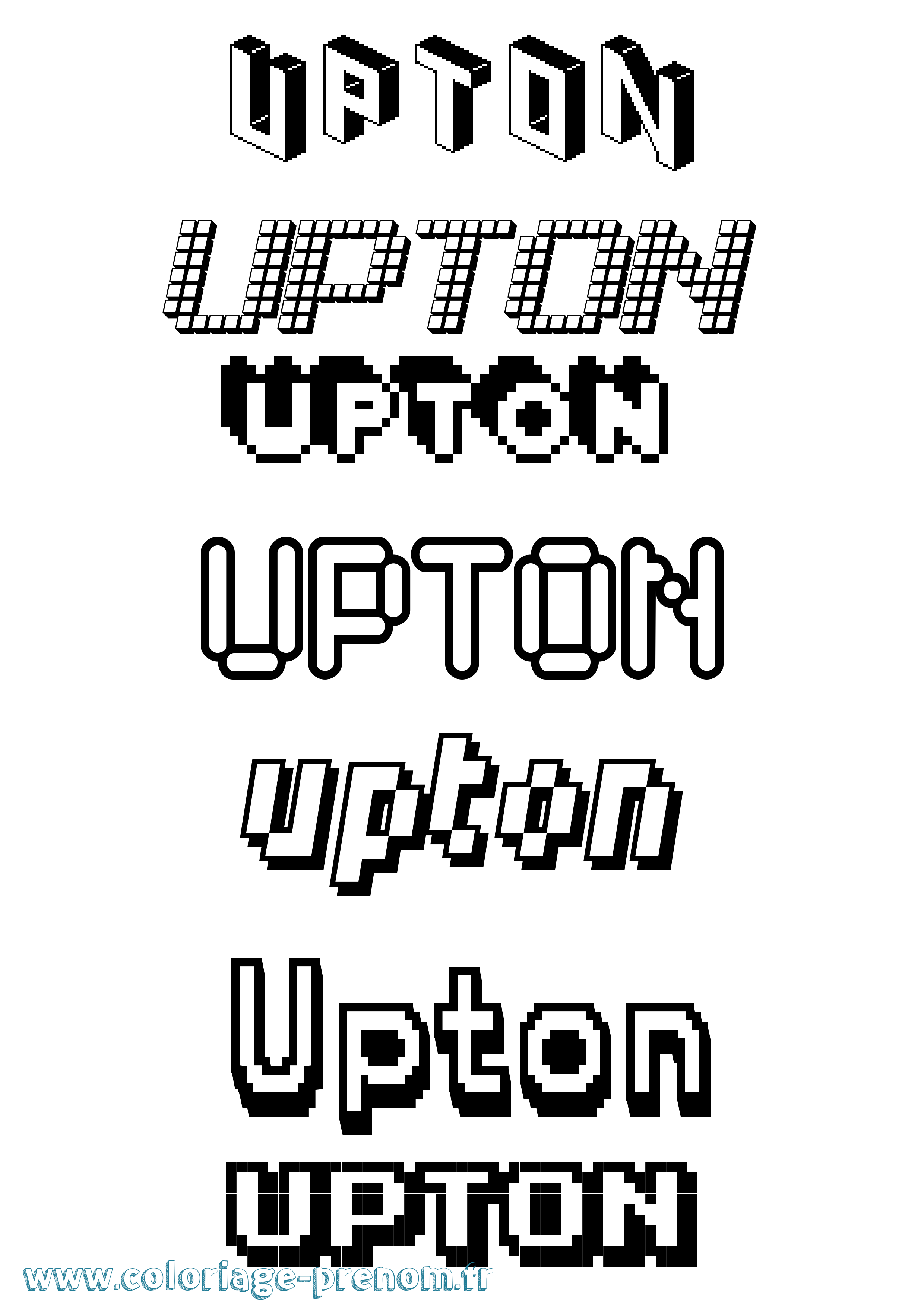 Coloriage prénom Upton Pixel