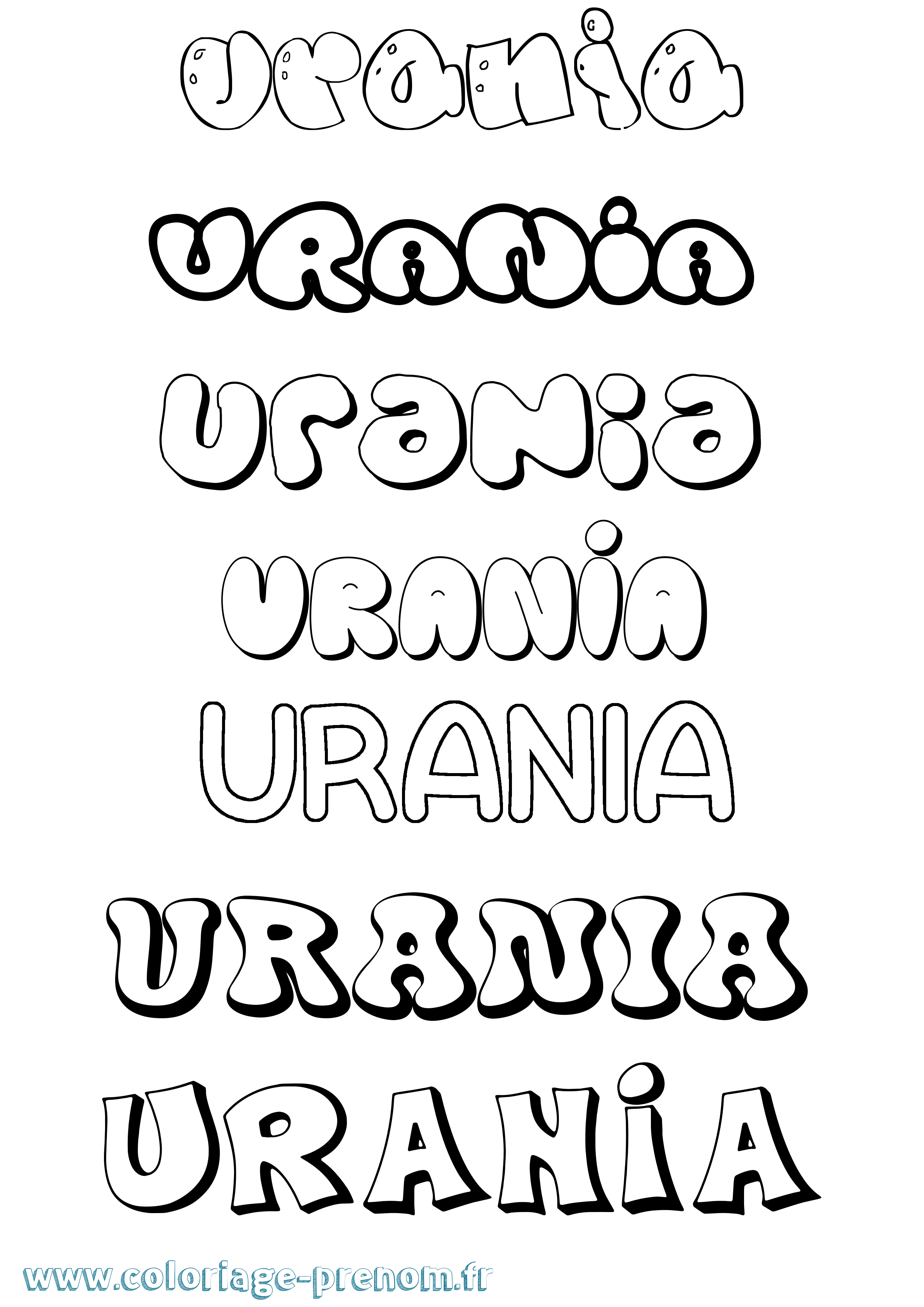 Coloriage prénom Urania Bubble