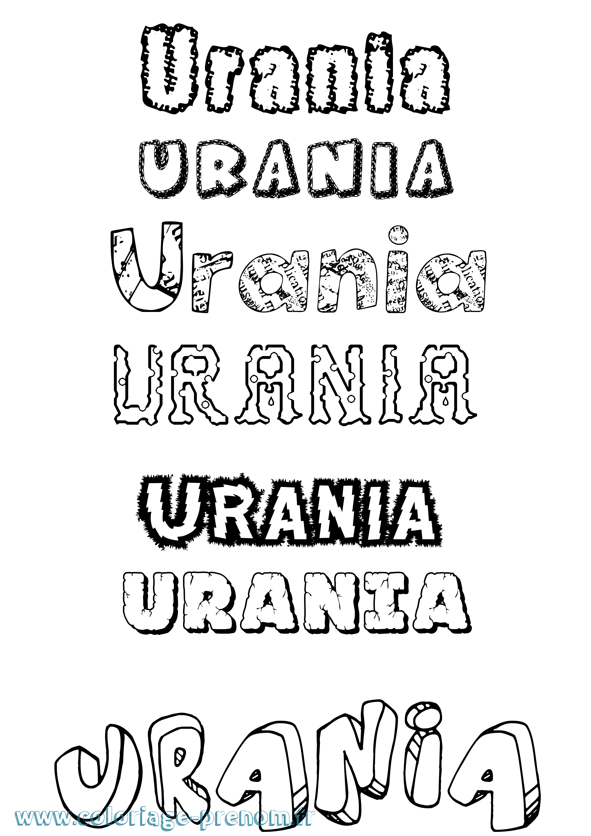 Coloriage prénom Urania Destructuré