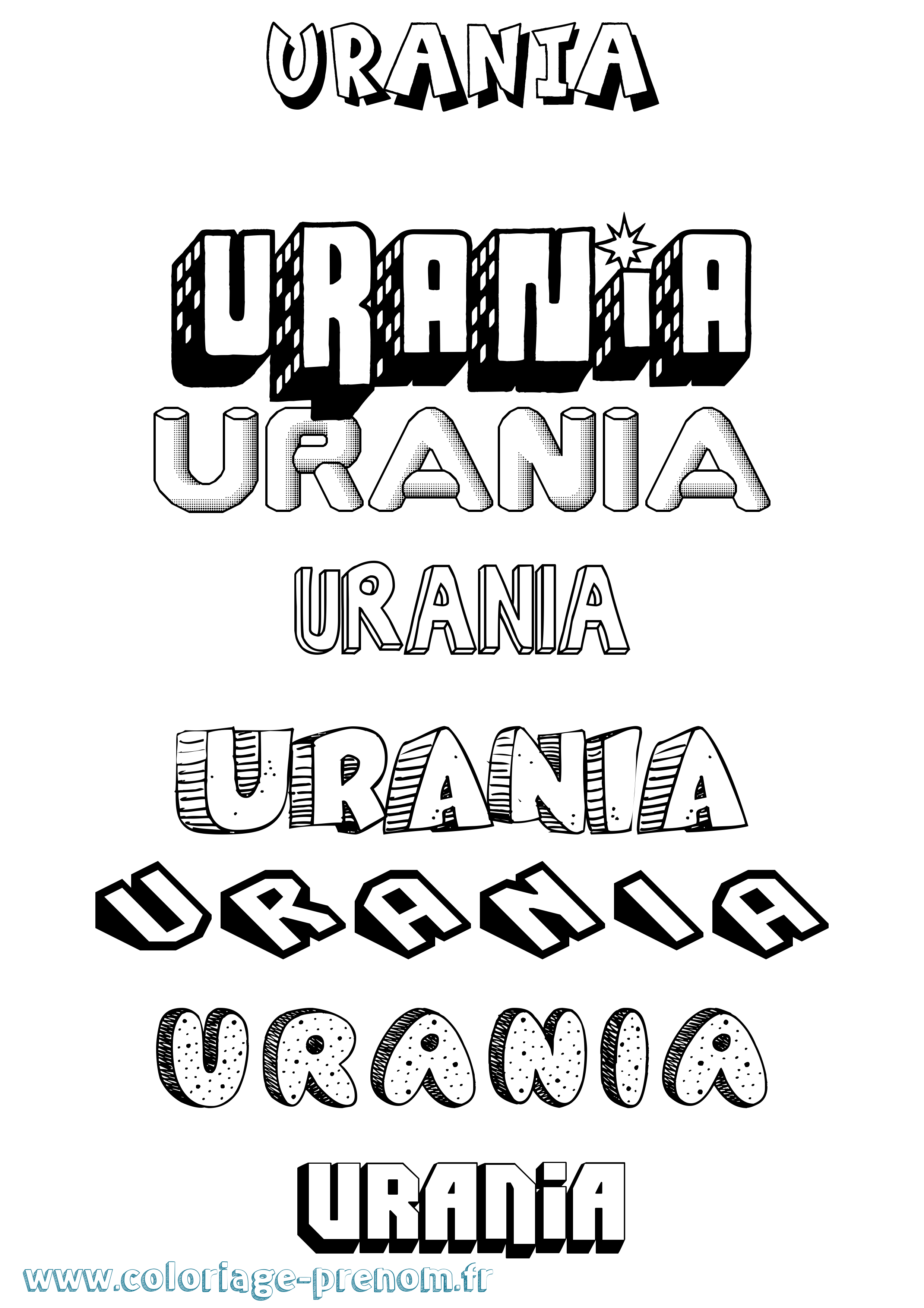 Coloriage prénom Urania Effet 3D