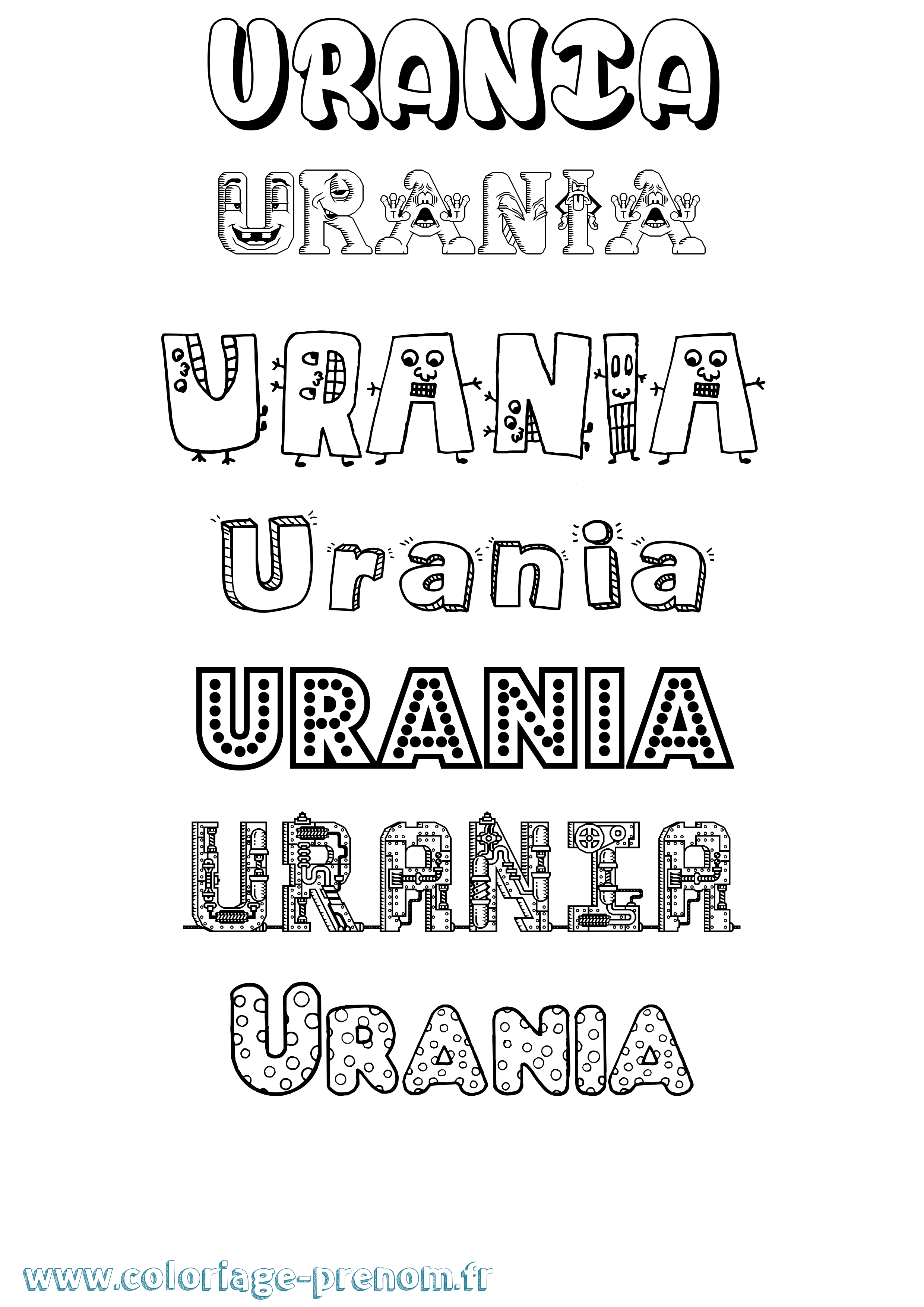 Coloriage prénom Urania Fun