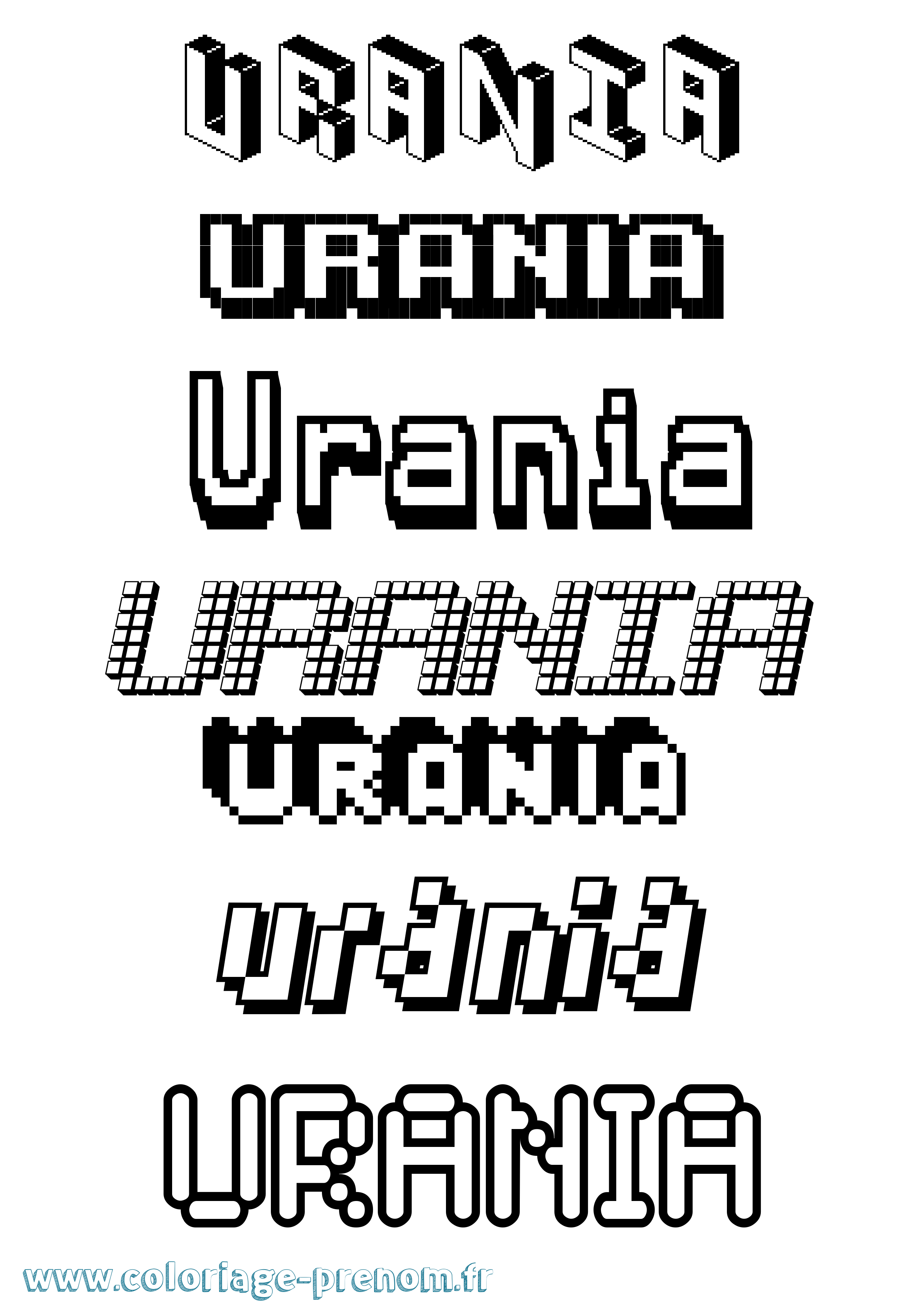 Coloriage prénom Urania Pixel