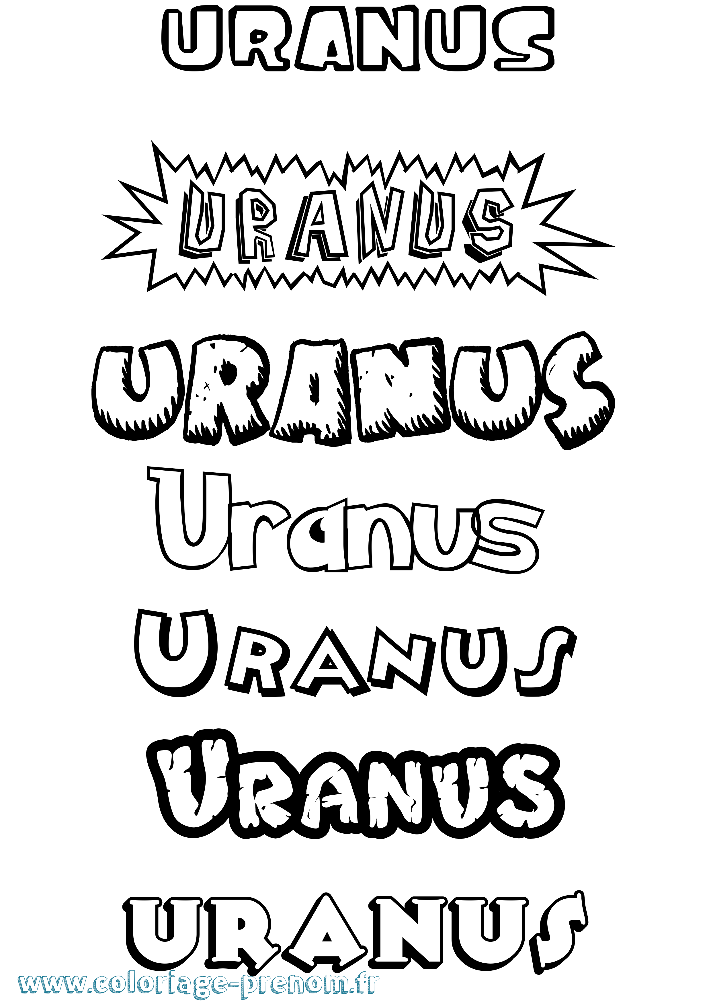 Coloriage prénom Uranus Dessin Animé