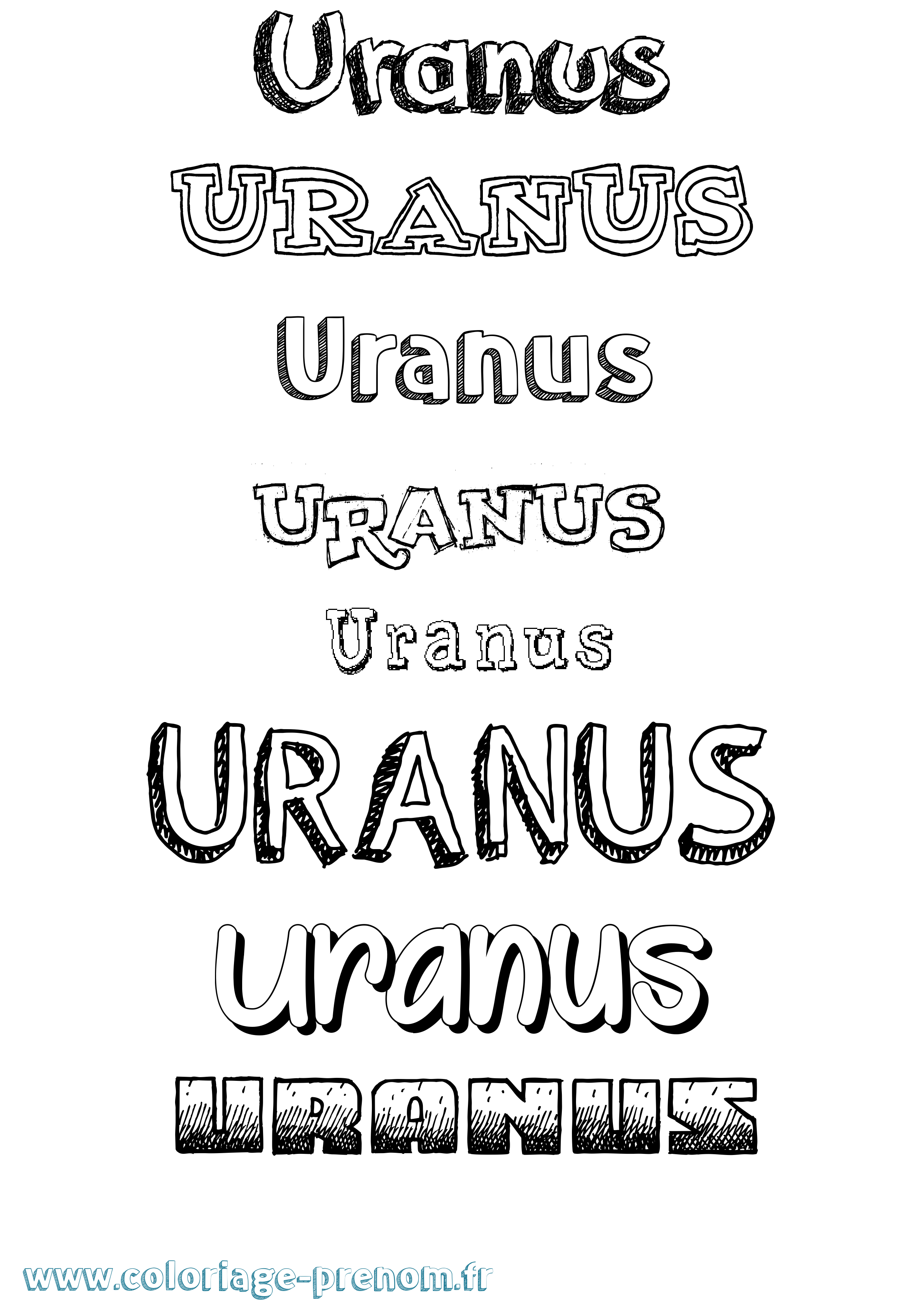Coloriage prénom Uranus Dessiné
