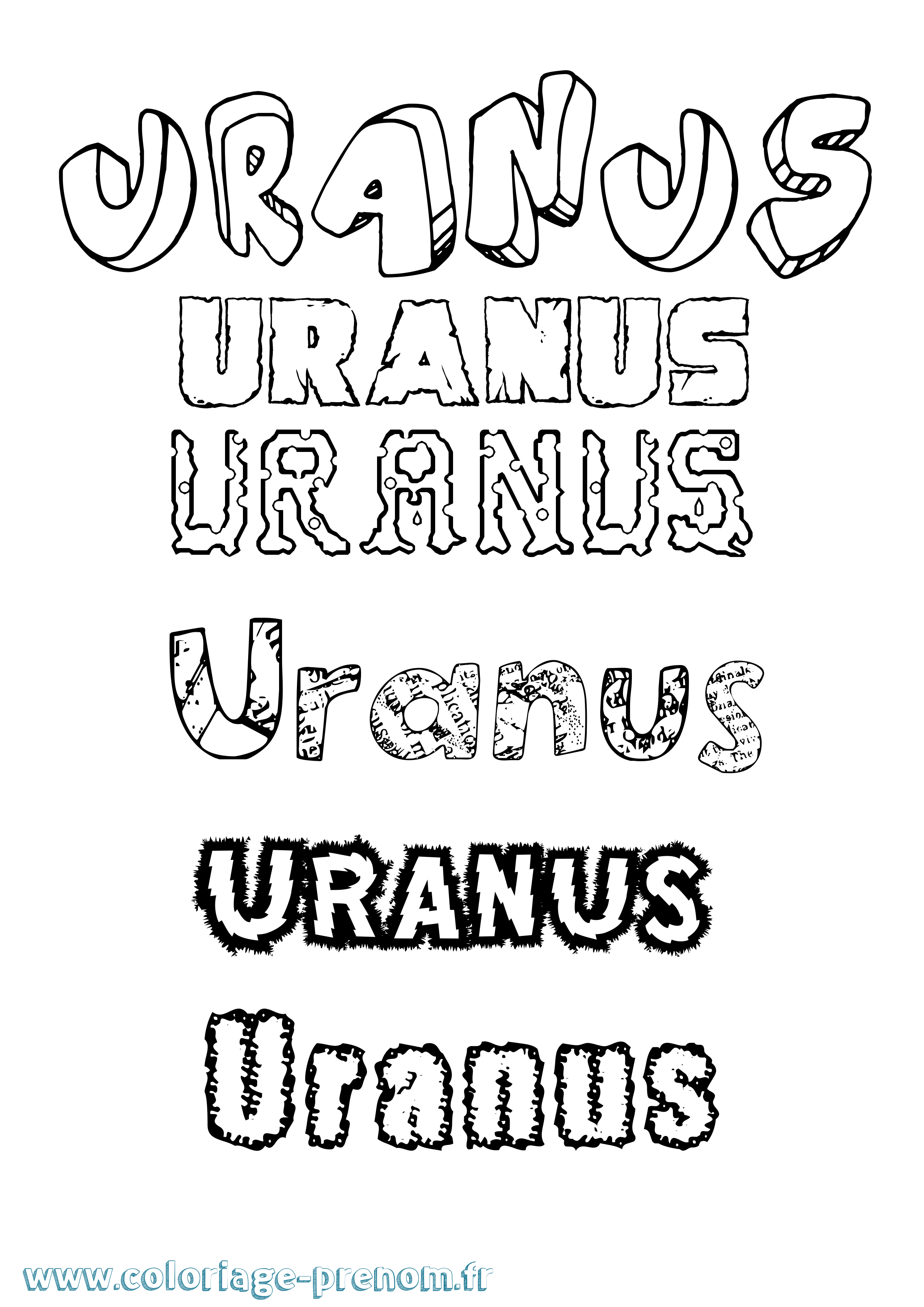 Coloriage prénom Uranus Destructuré