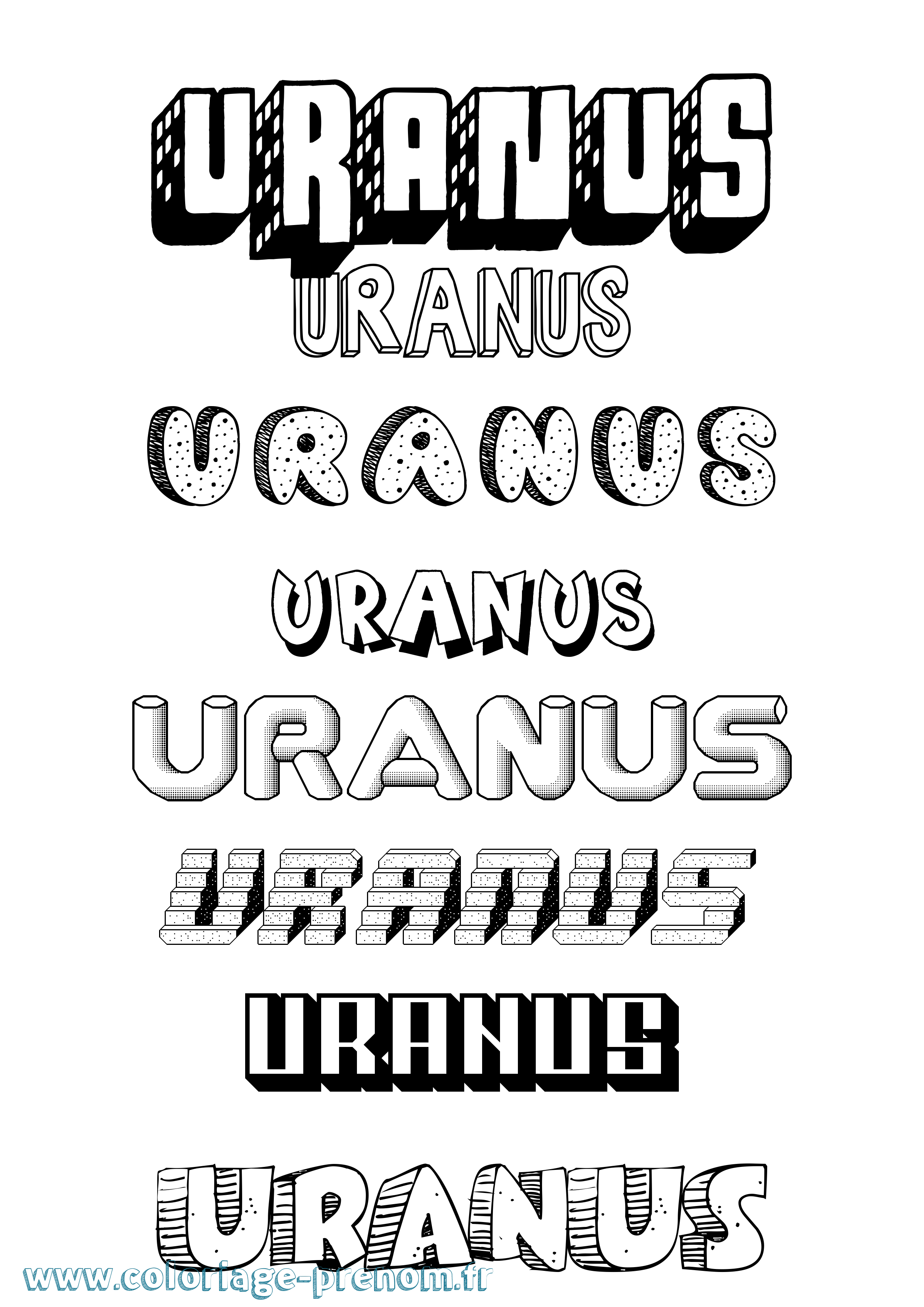 Coloriage prénom Uranus Effet 3D
