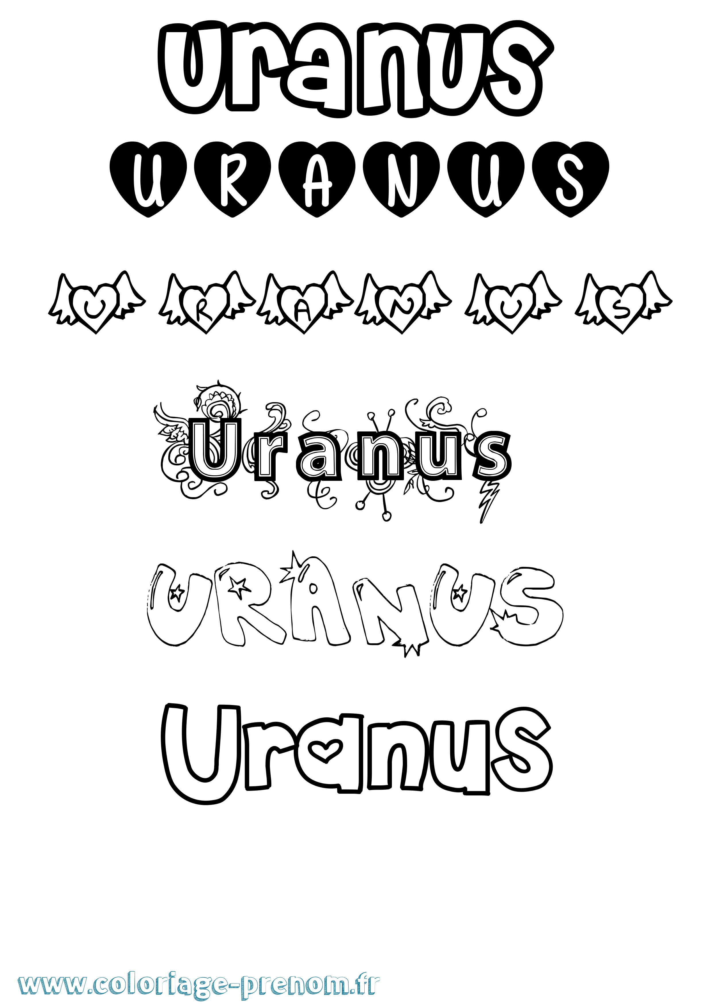 Coloriage prénom Uranus Girly