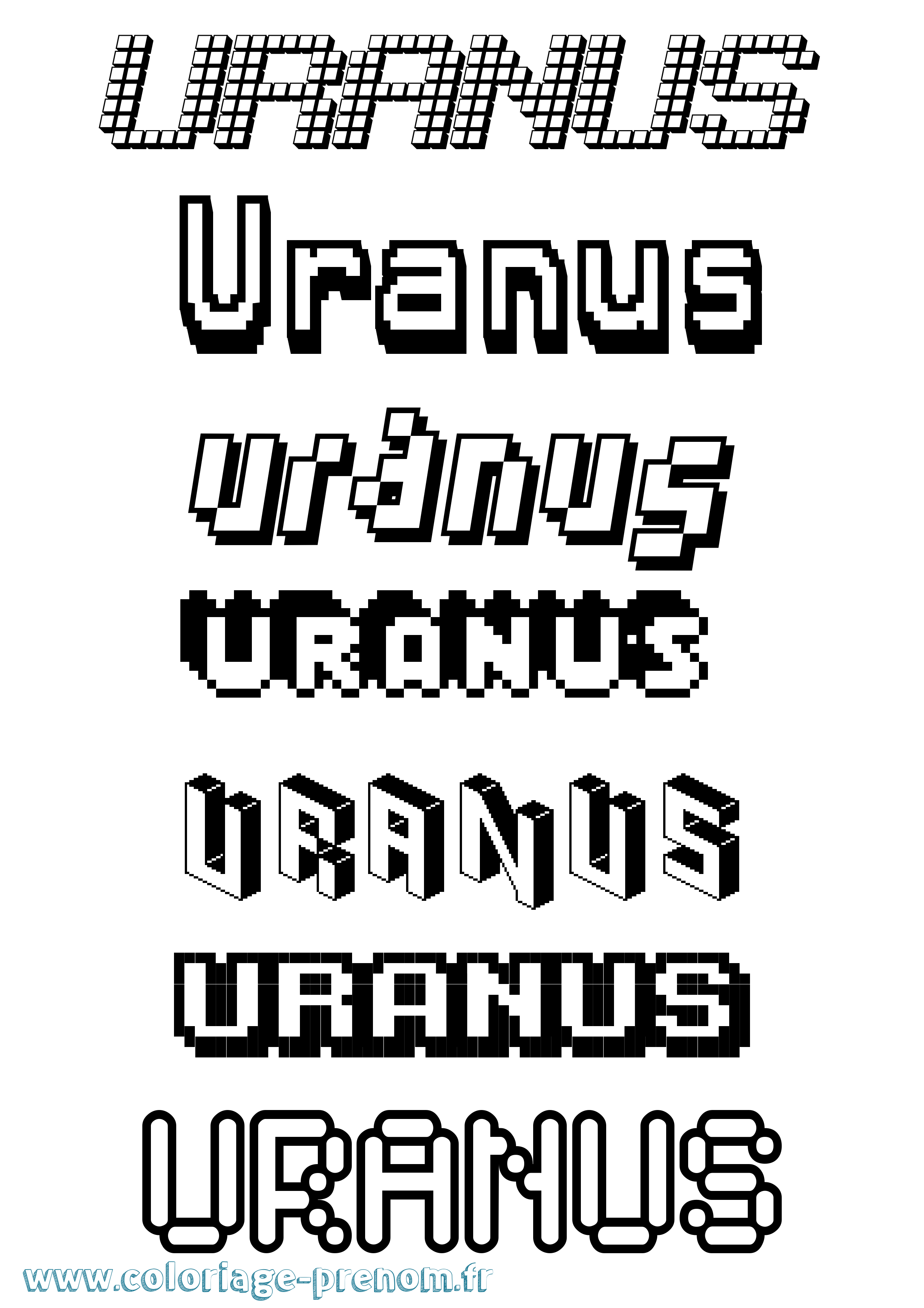 Coloriage prénom Uranus Pixel