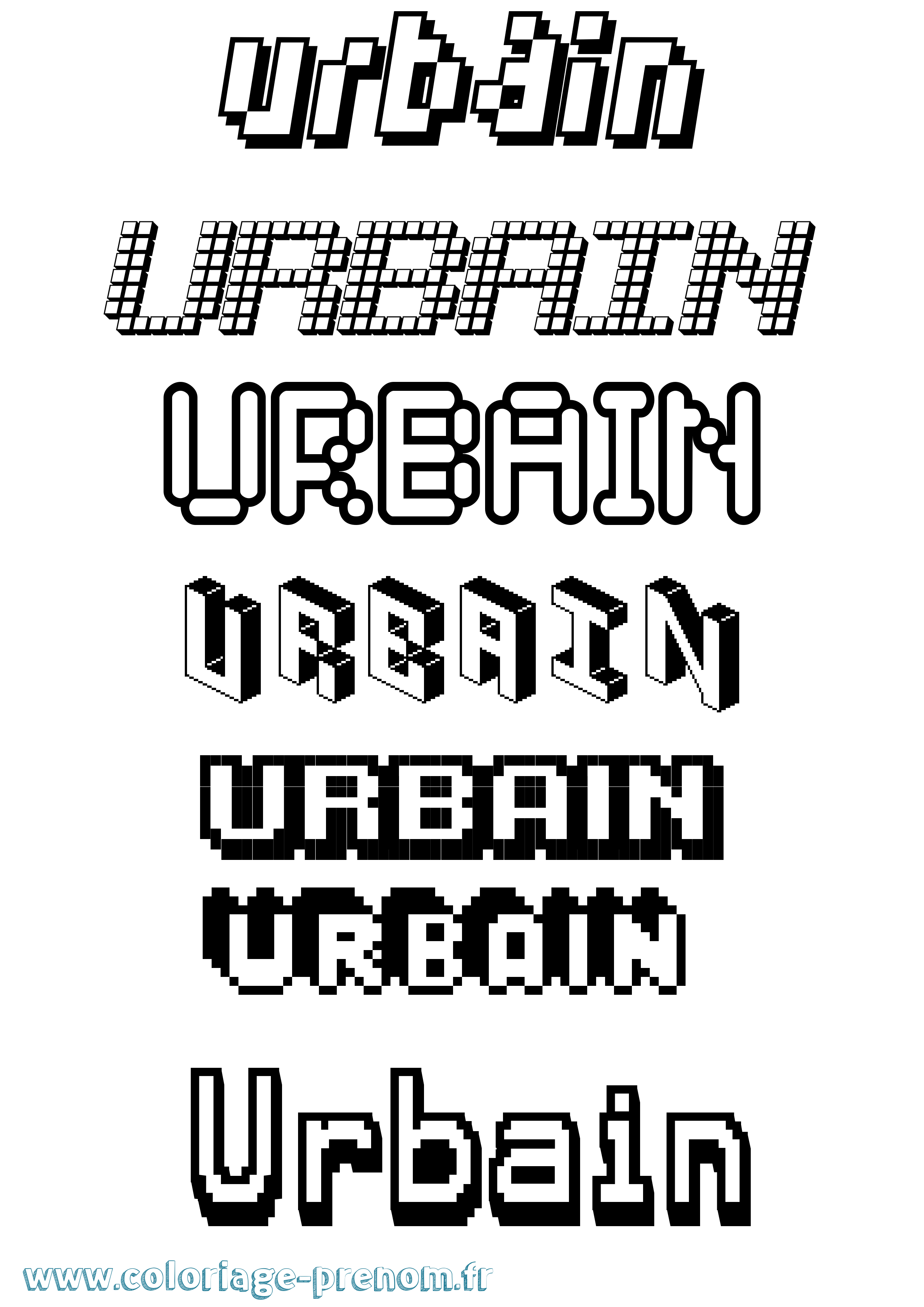 Coloriage prénom Urbain Pixel