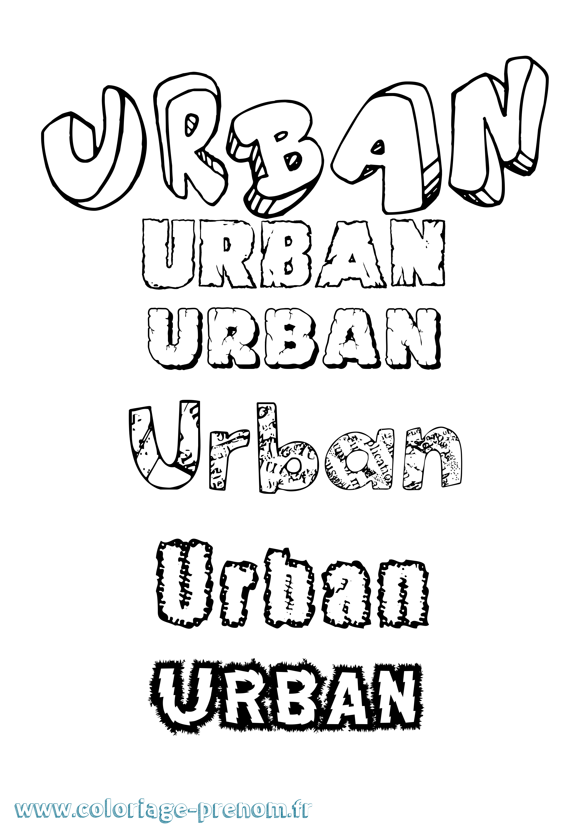 Coloriage prénom Urban Destructuré