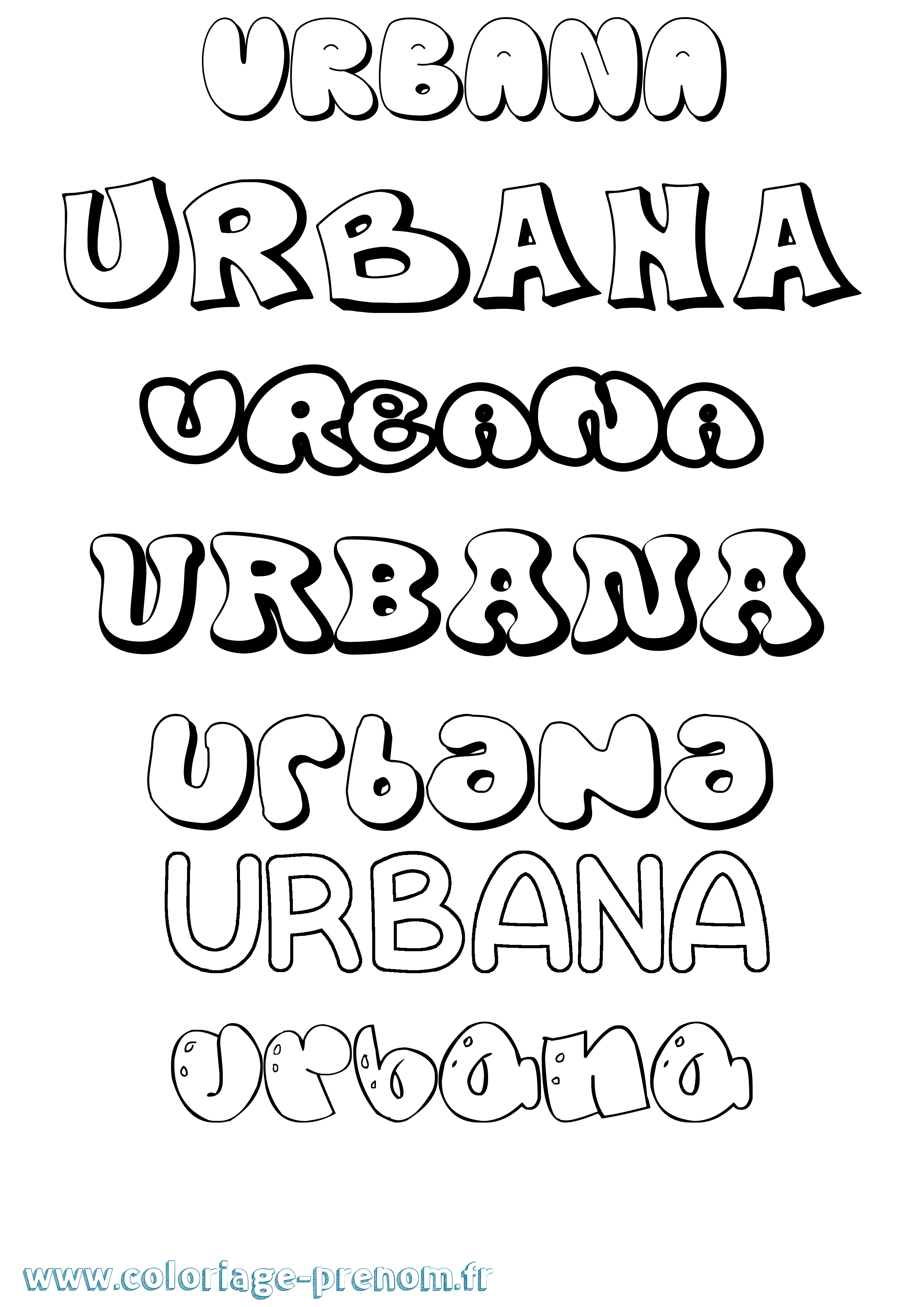 Coloriage prénom Urbana Bubble