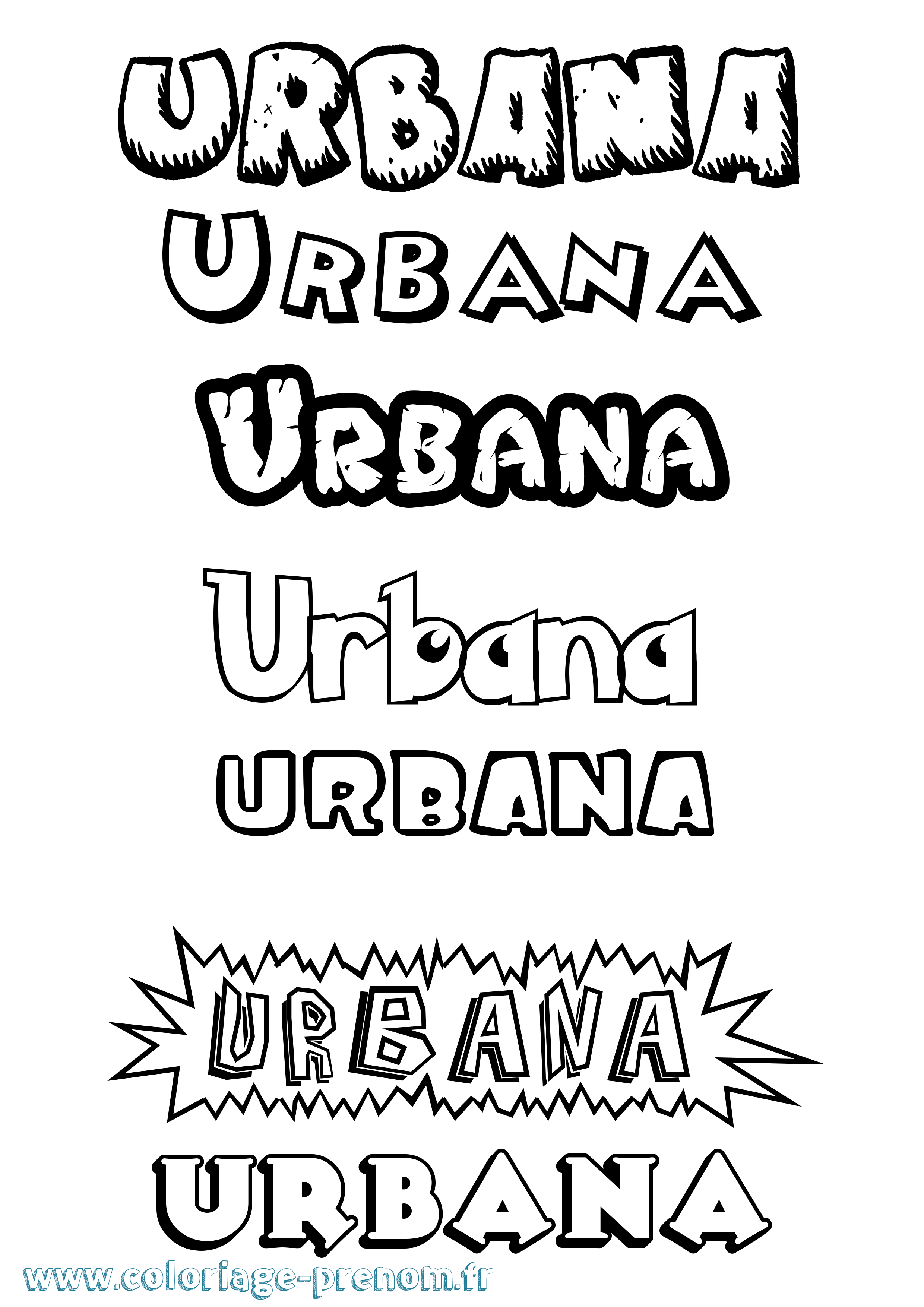 Coloriage Urbana Dessin Animé Coloriage prénom Urbana Dessin Animé