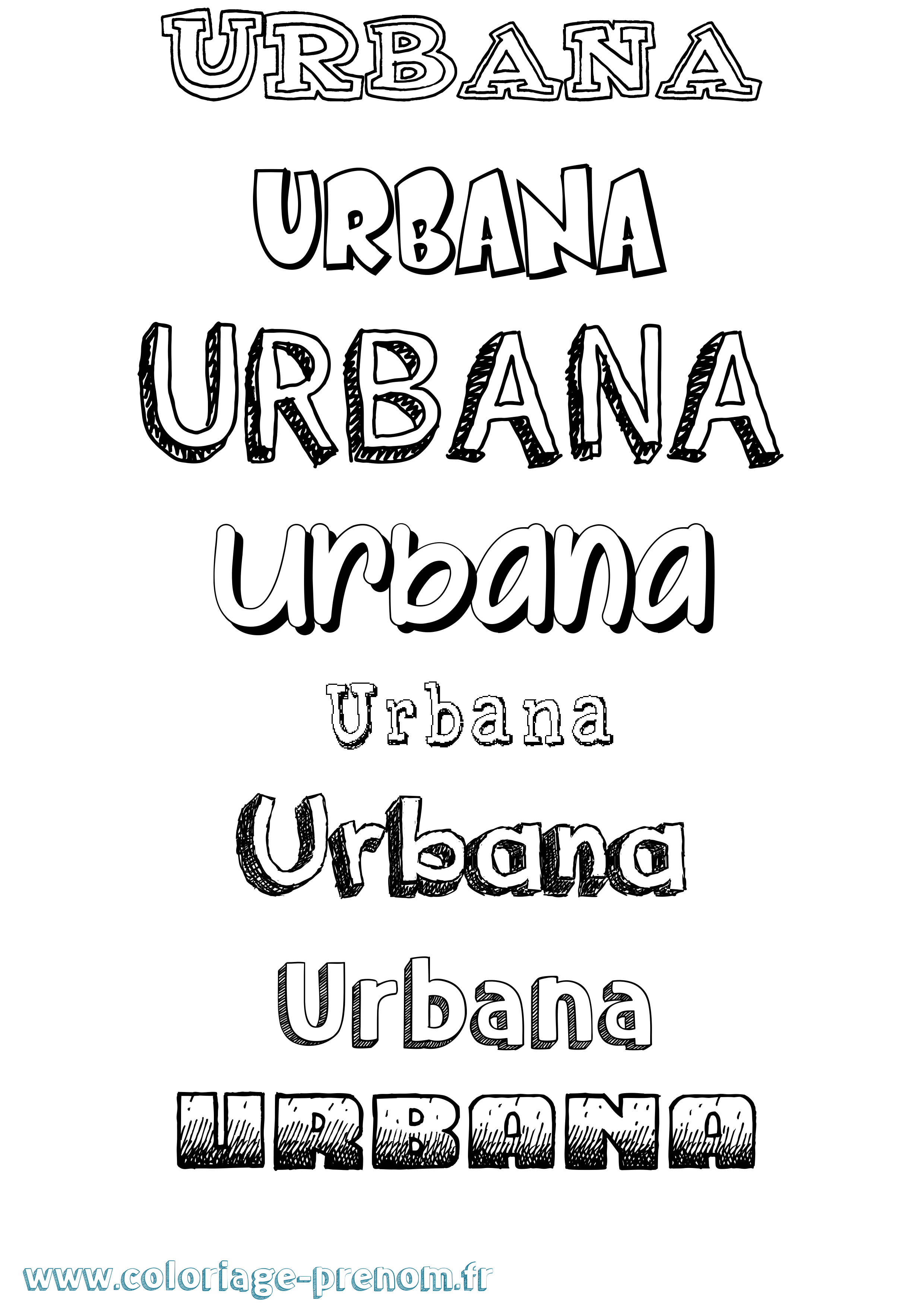 Coloriage Urbana Dessiné Coloriage prénom Urbana Dessiné