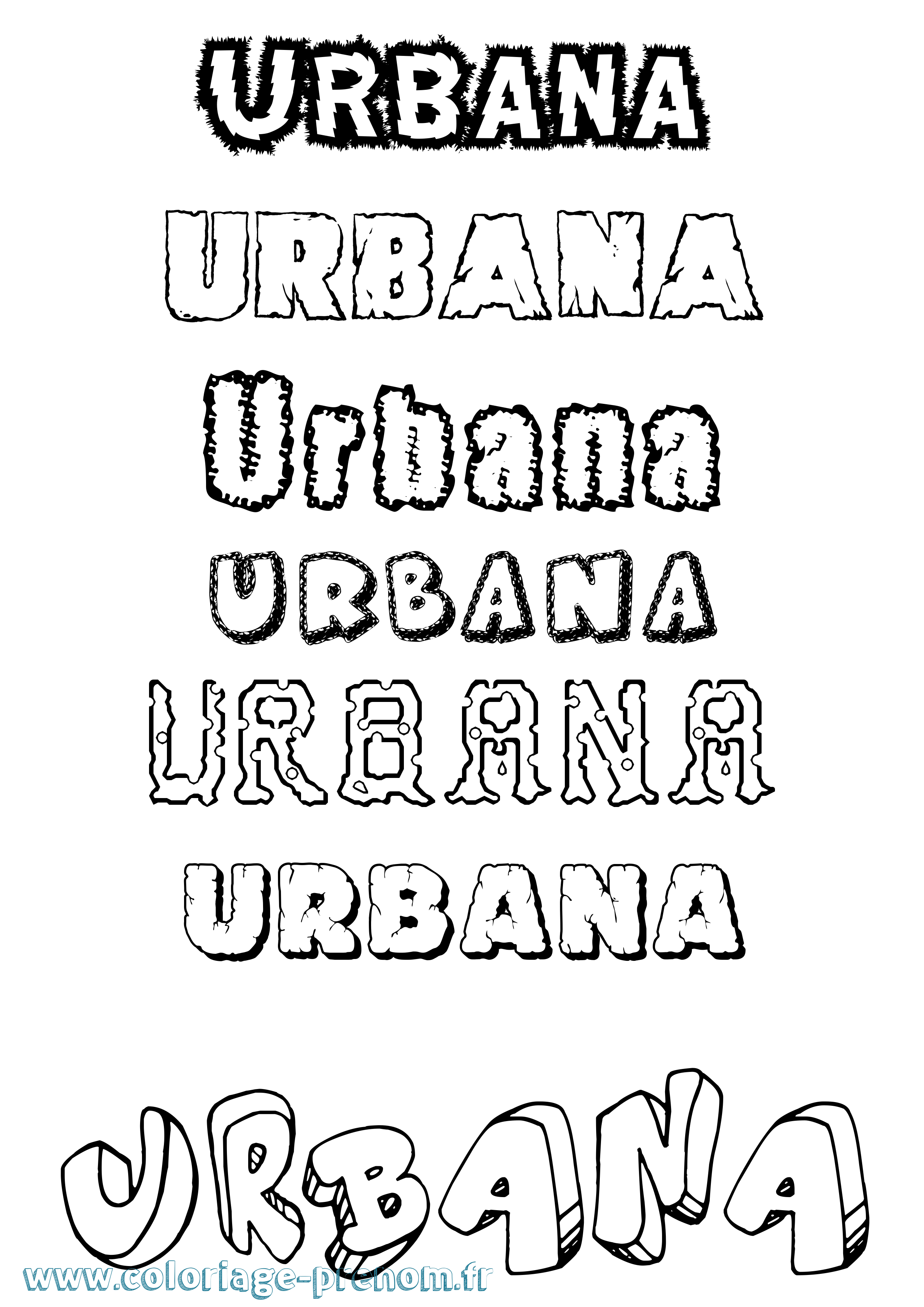Coloriage Urbana Destructuré Coloriage prénom Urbana Destructuré