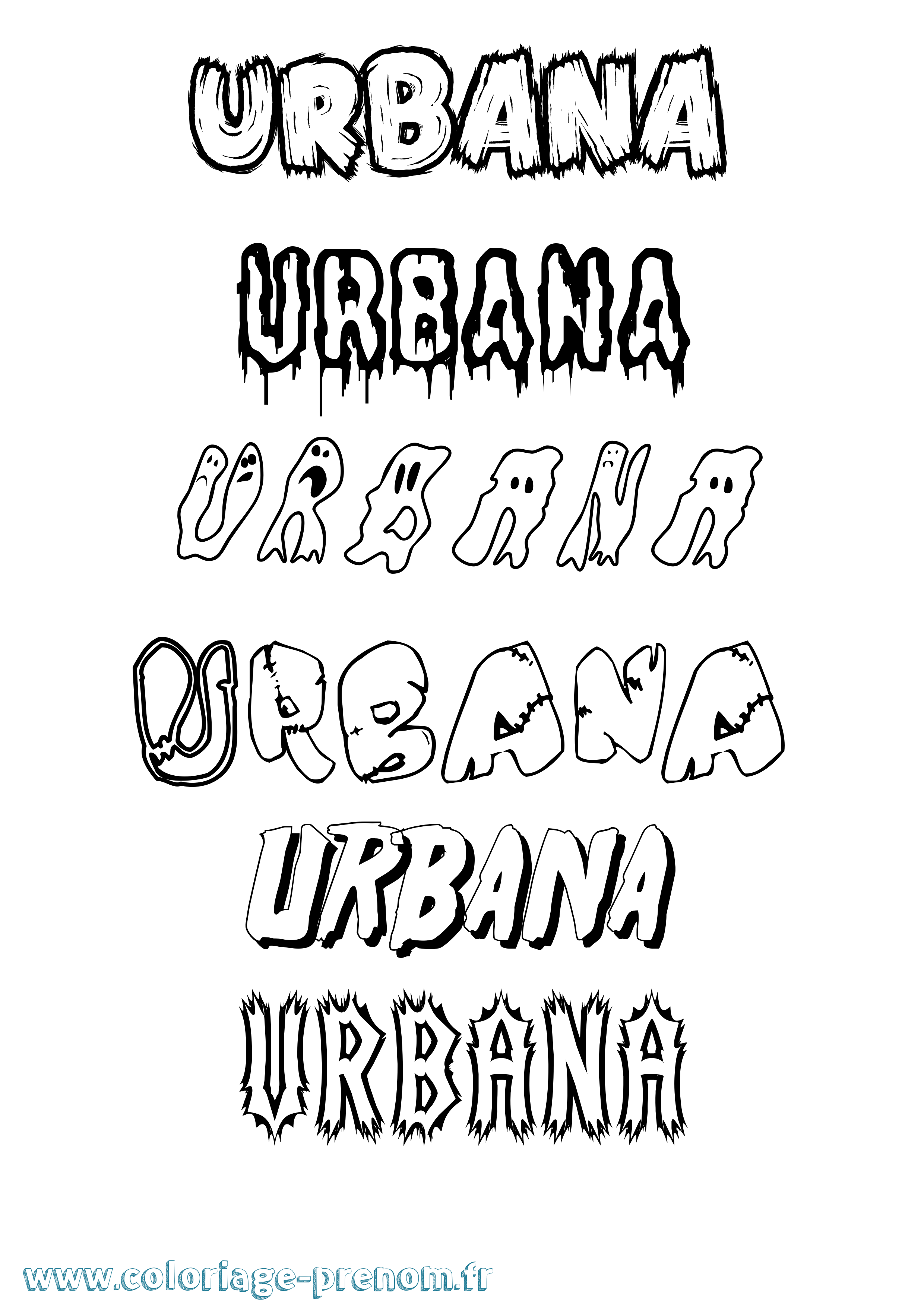 Coloriage Urbana Frisson Coloriage prénom Urbana Frisson