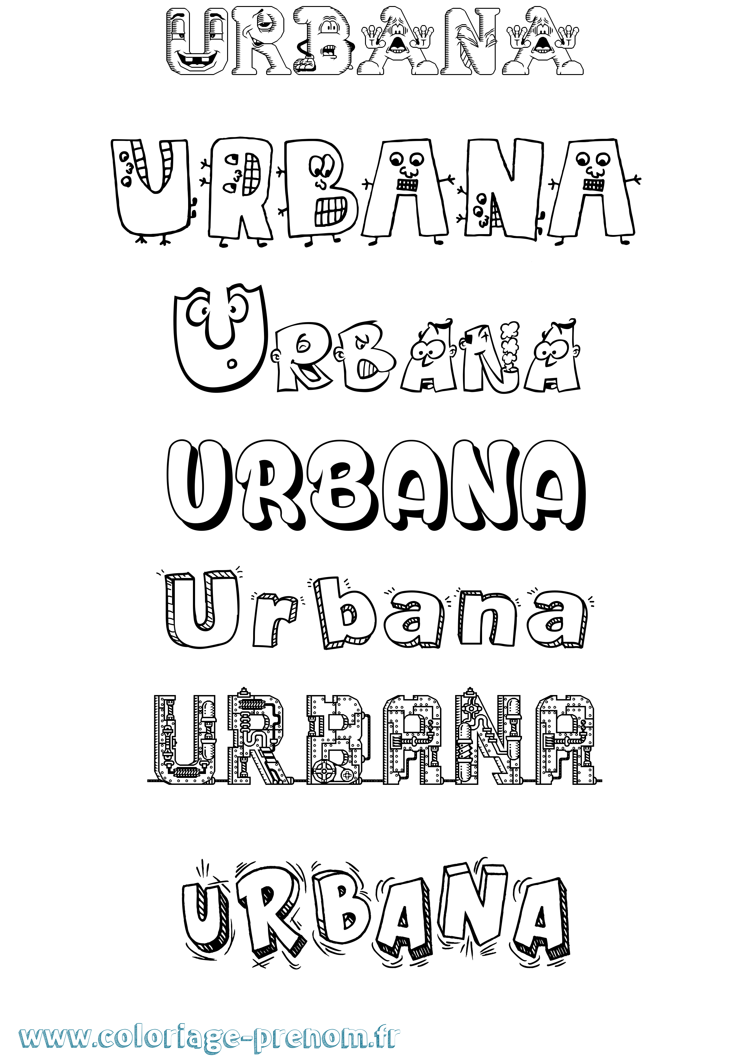 Coloriage Urbana Fun Coloriage prénom Urbana Fun