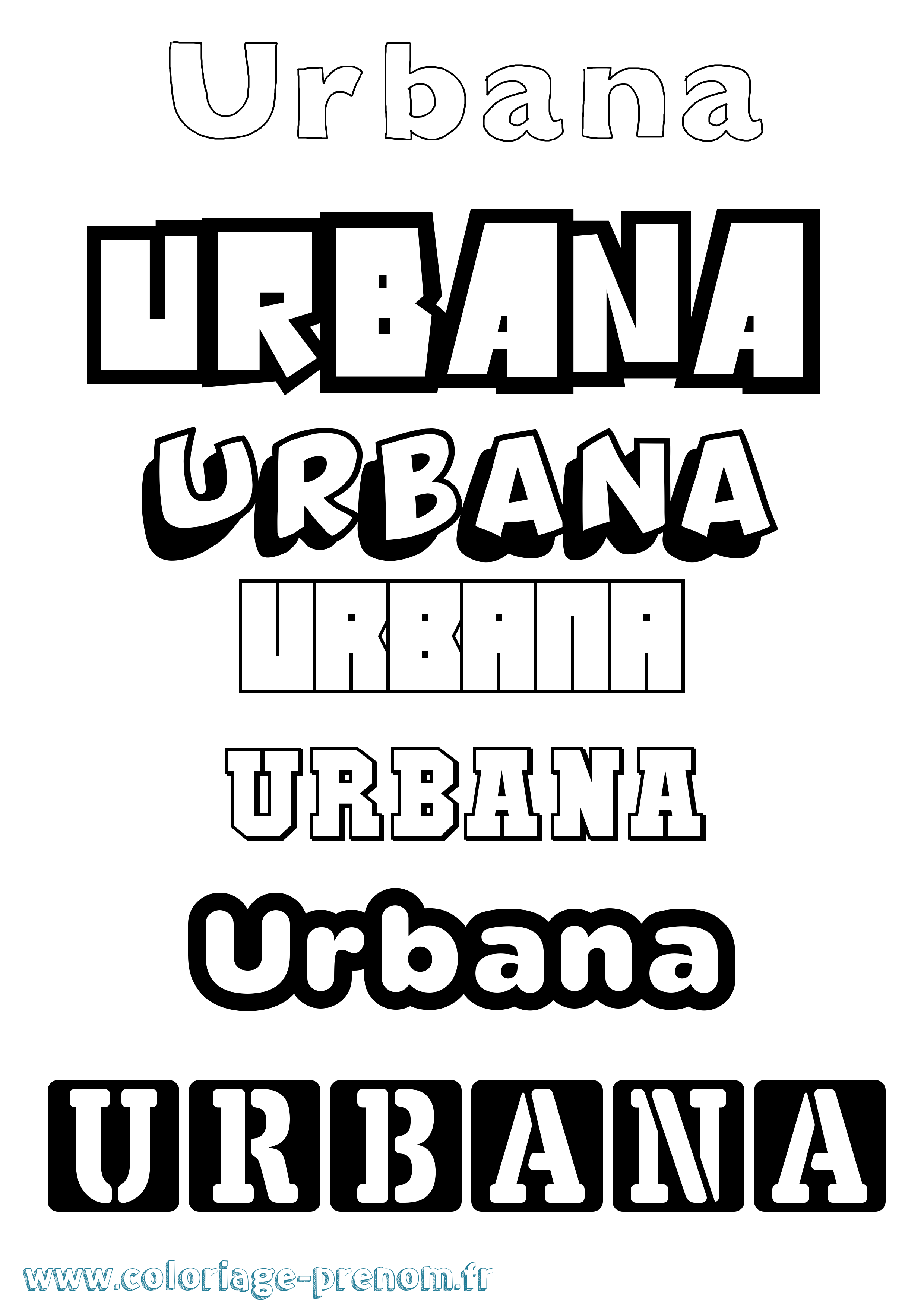 Coloriage Urbana Simple Coloriage prénom Urbana Simple