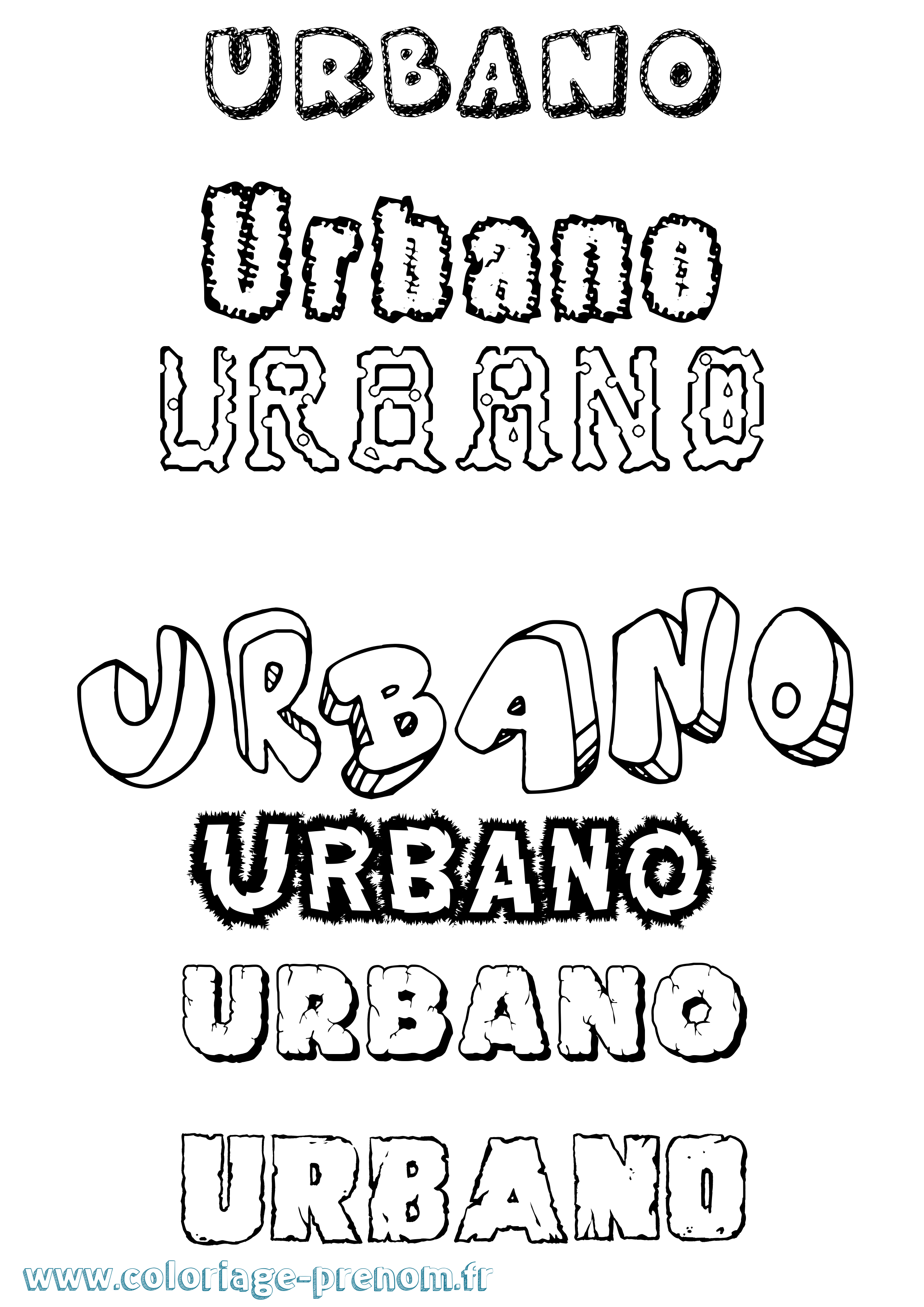 Coloriage prénom Urbano Destructuré