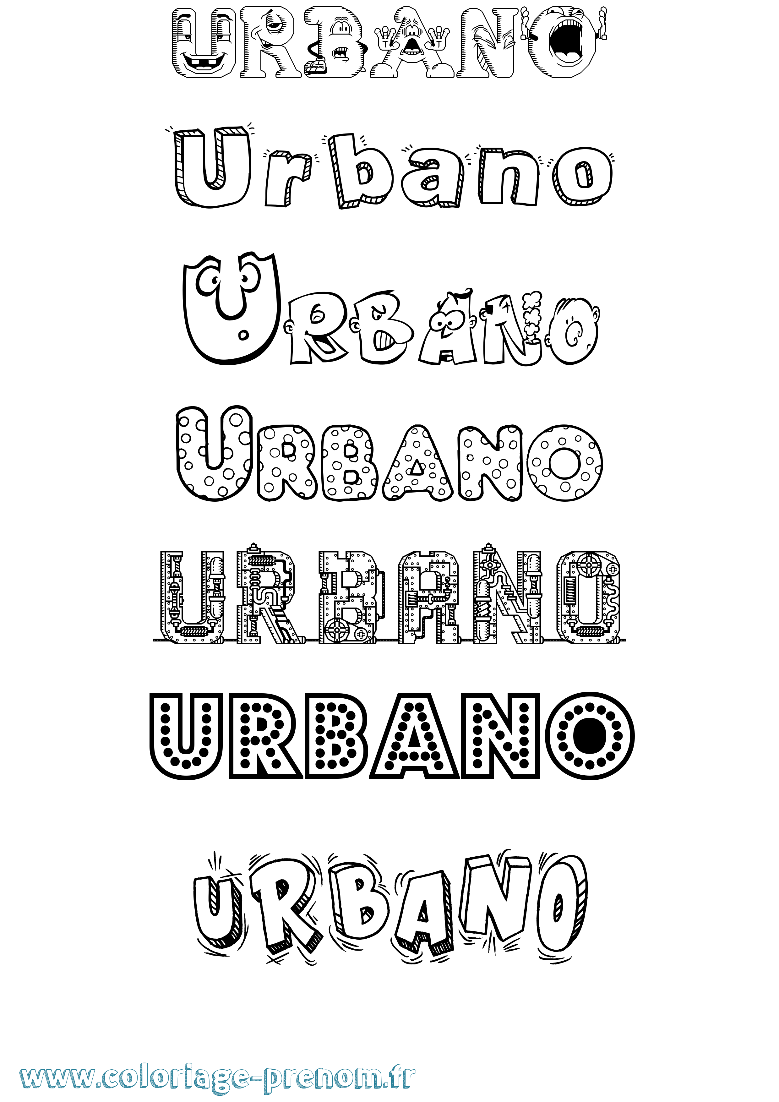 Coloriage prénom Urbano Fun