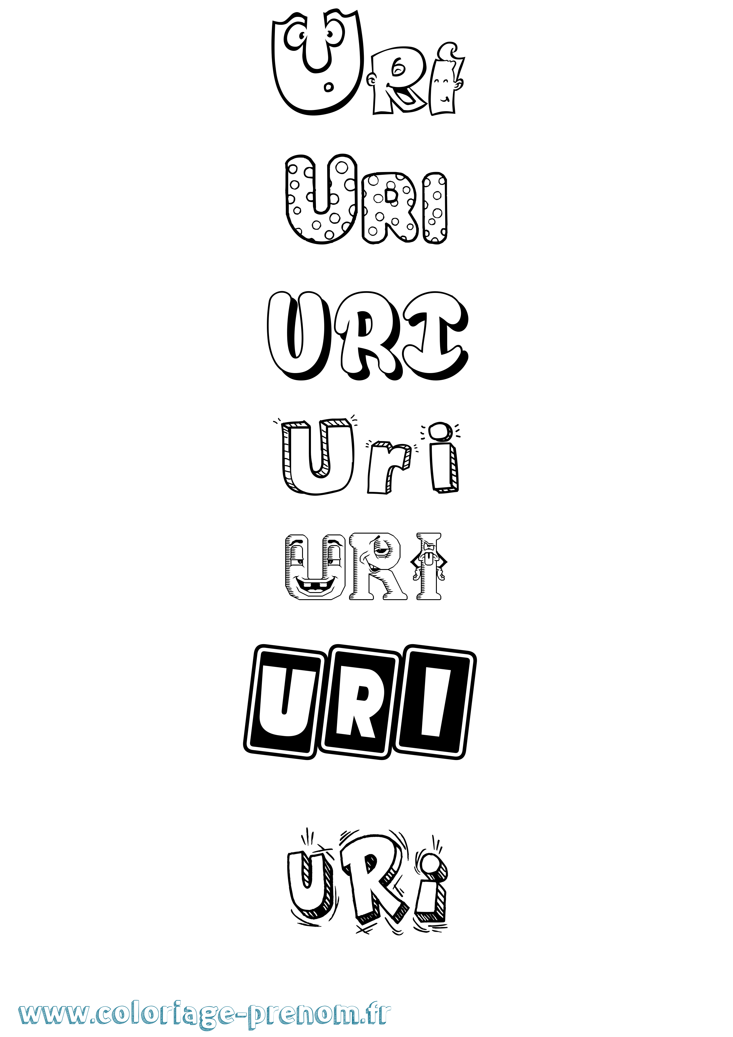 Coloriage prénom Uri Fun