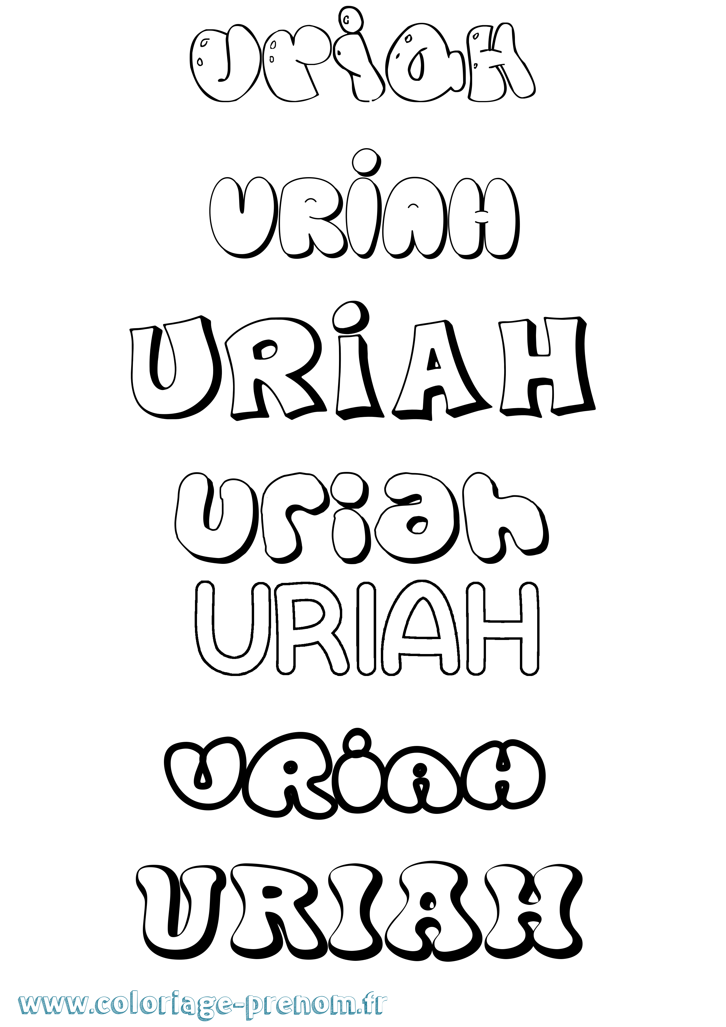 Coloriage prénom Uriah Bubble